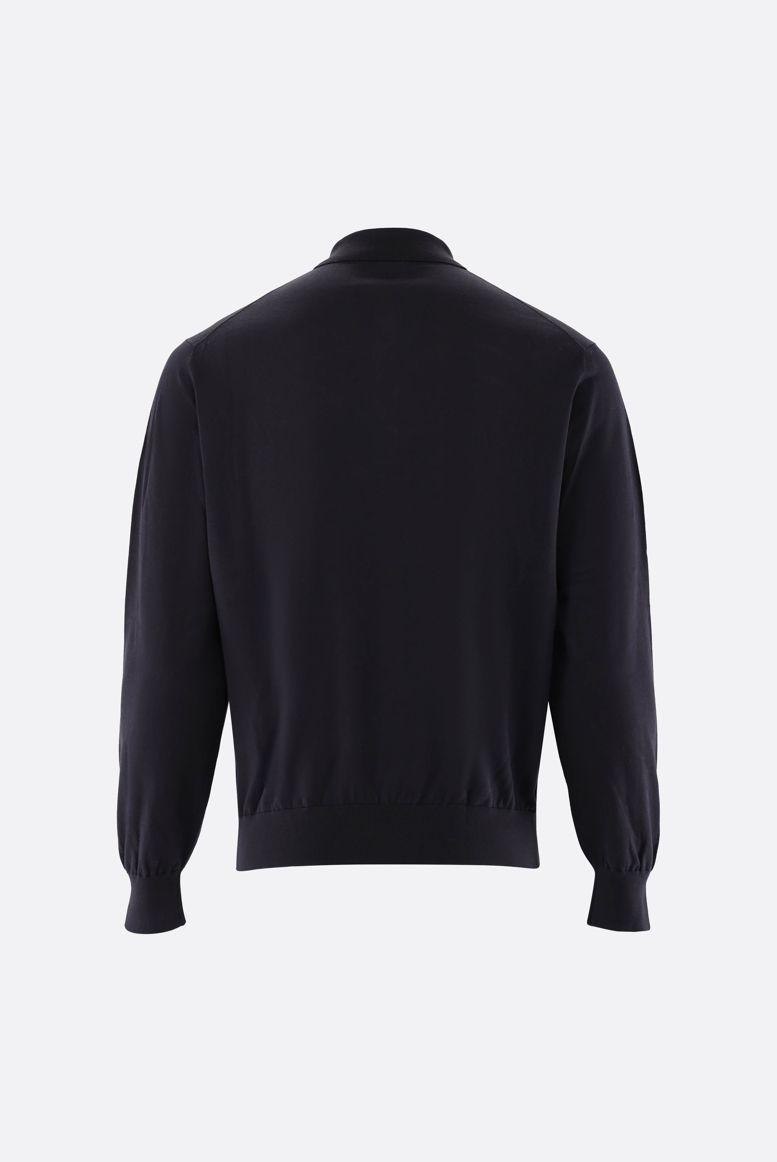 Langarm Strick-Poloshirt | mit Baumwolle und Seide