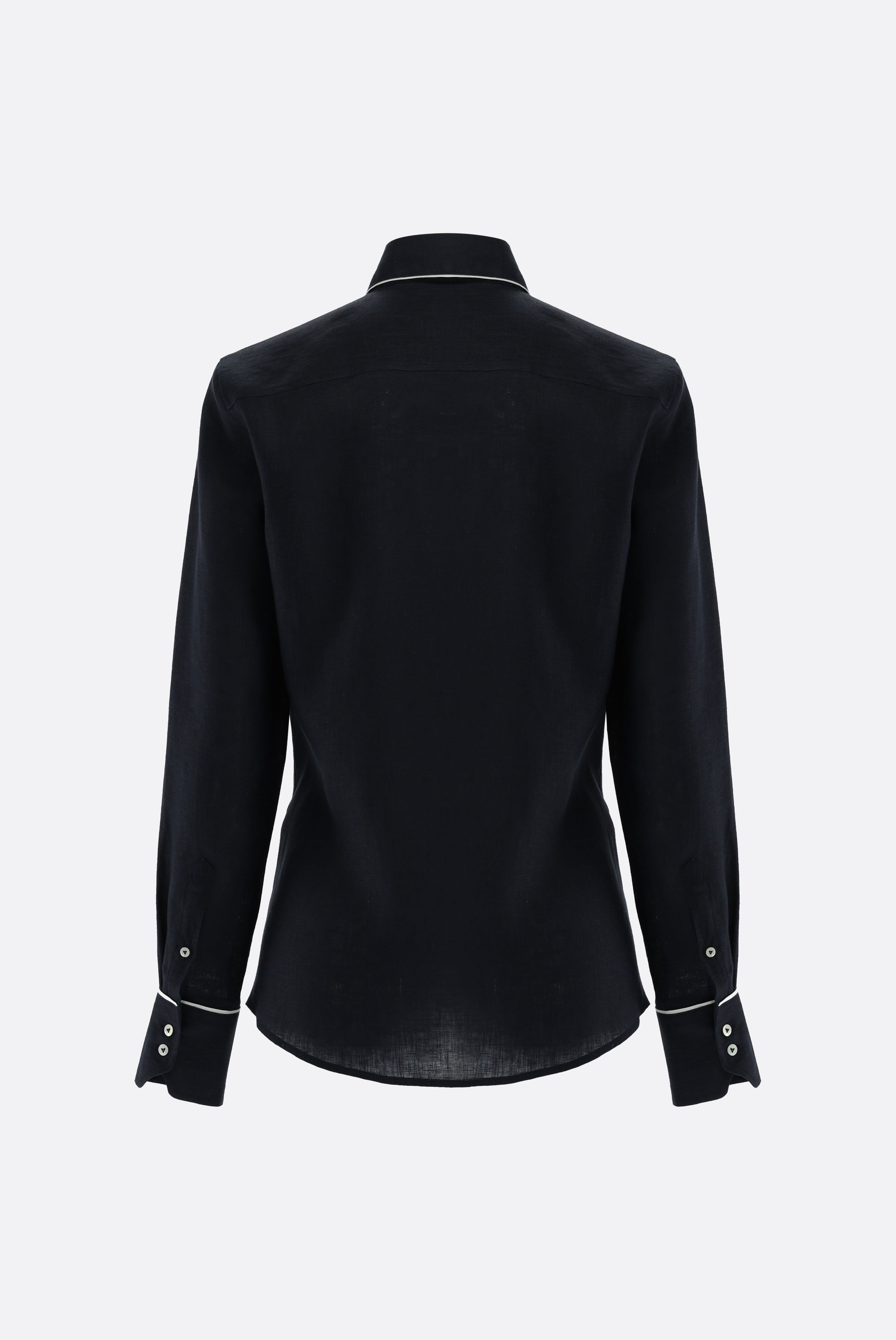 Van Laack-Hemdbluse | aus Leinen mit Kontrastpaspel-Hemden & Blusen-Black-Deal-Outlet-by-ARCHIVIST