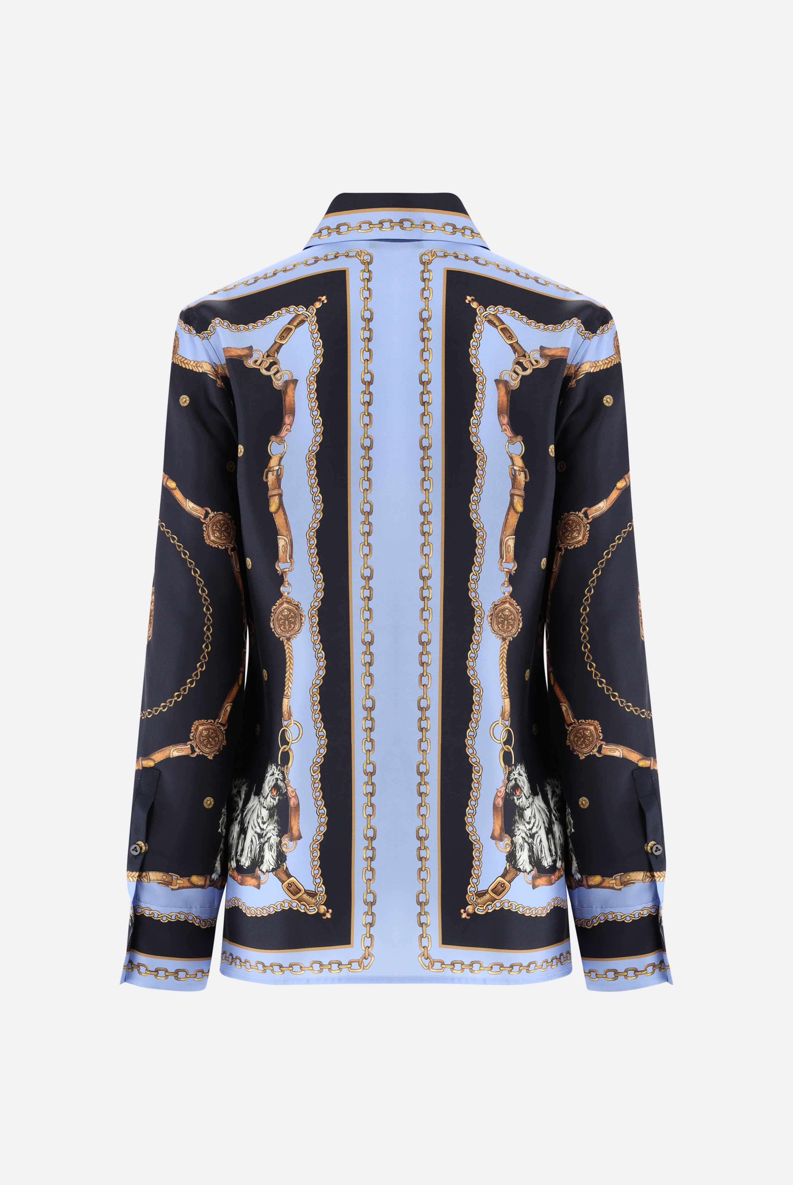 Hemdbluse | aus Seide mit platziertem Druck