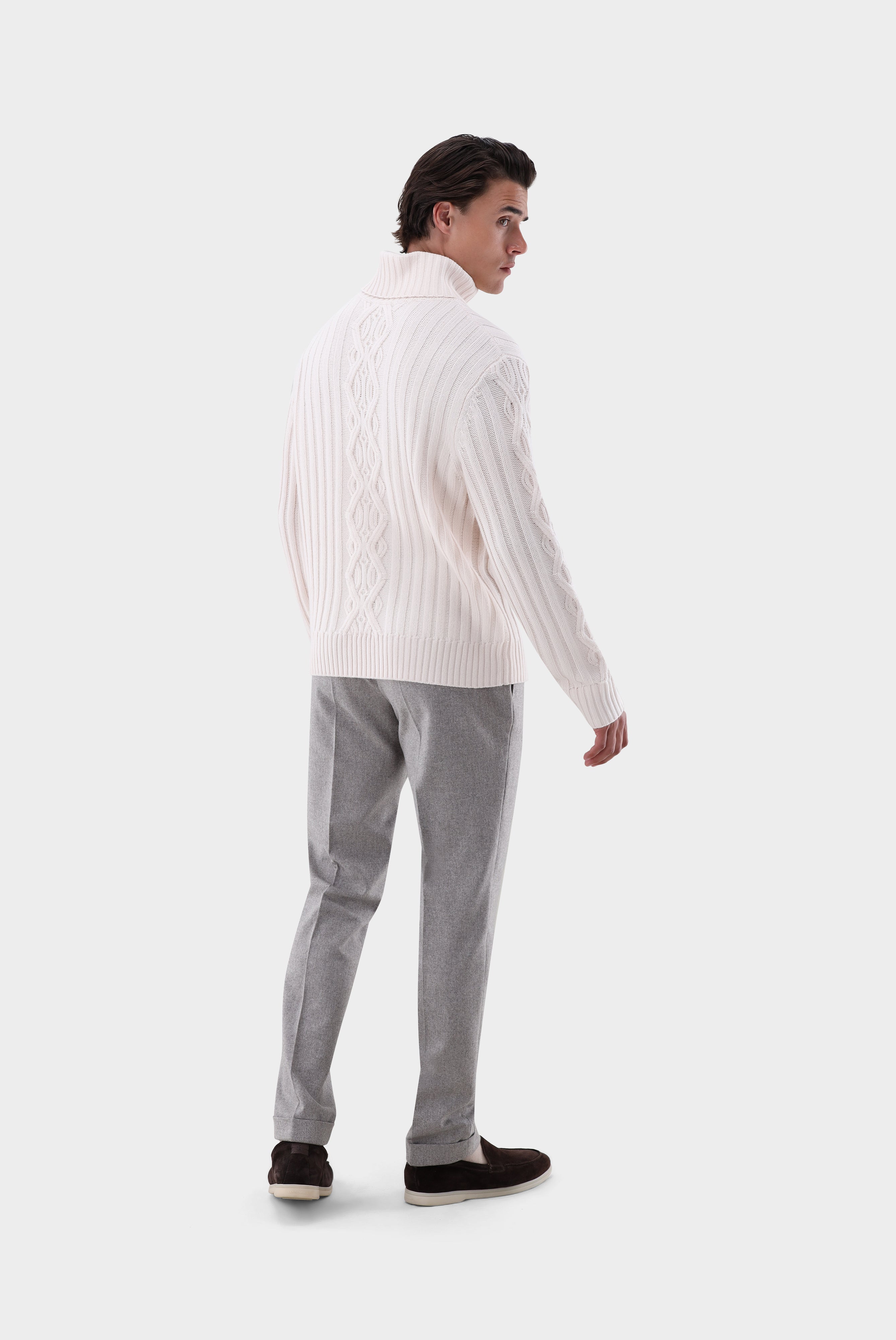 Rollkragenpullover | mit Kaschmir und Zopfmuster-Strick & Pullover-Van Laack-OUTLET-ARCHIVIST-ARCHIVE-SALE