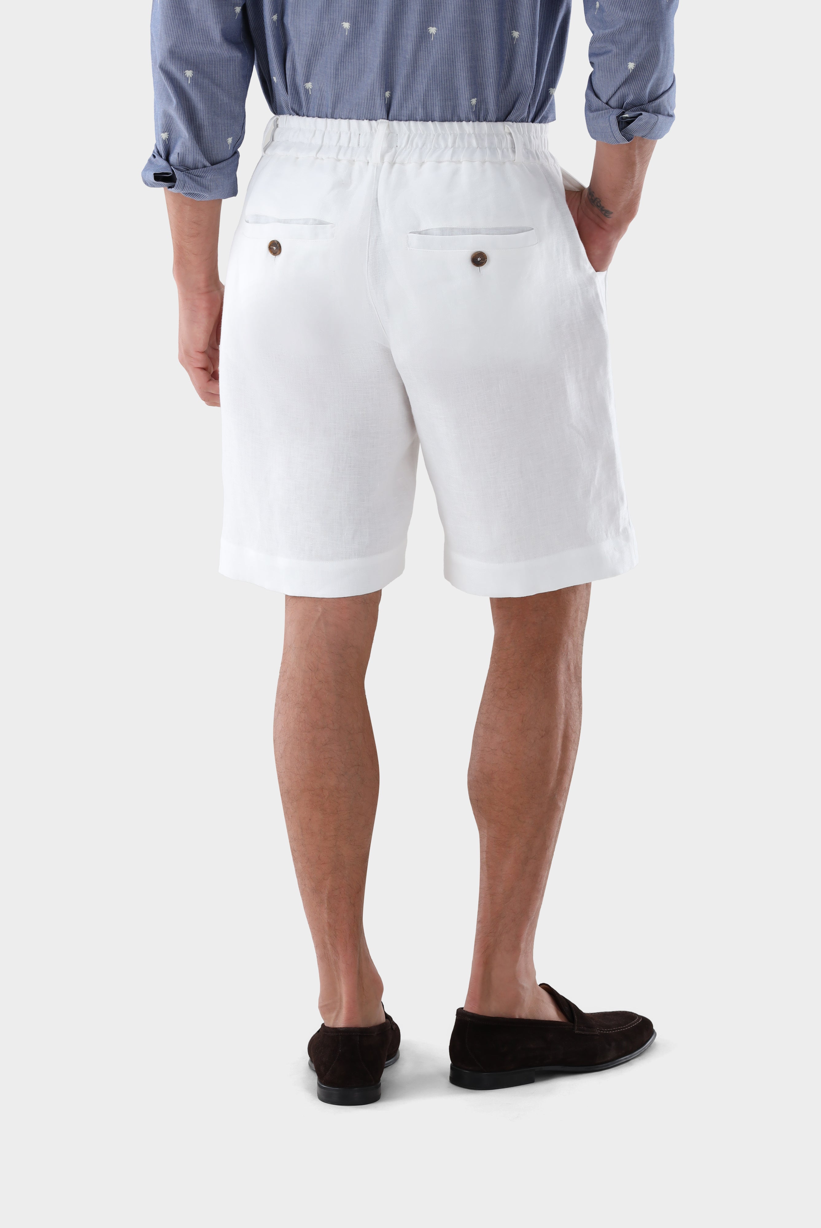 Shorts aus Leinen | mit Fischgrat