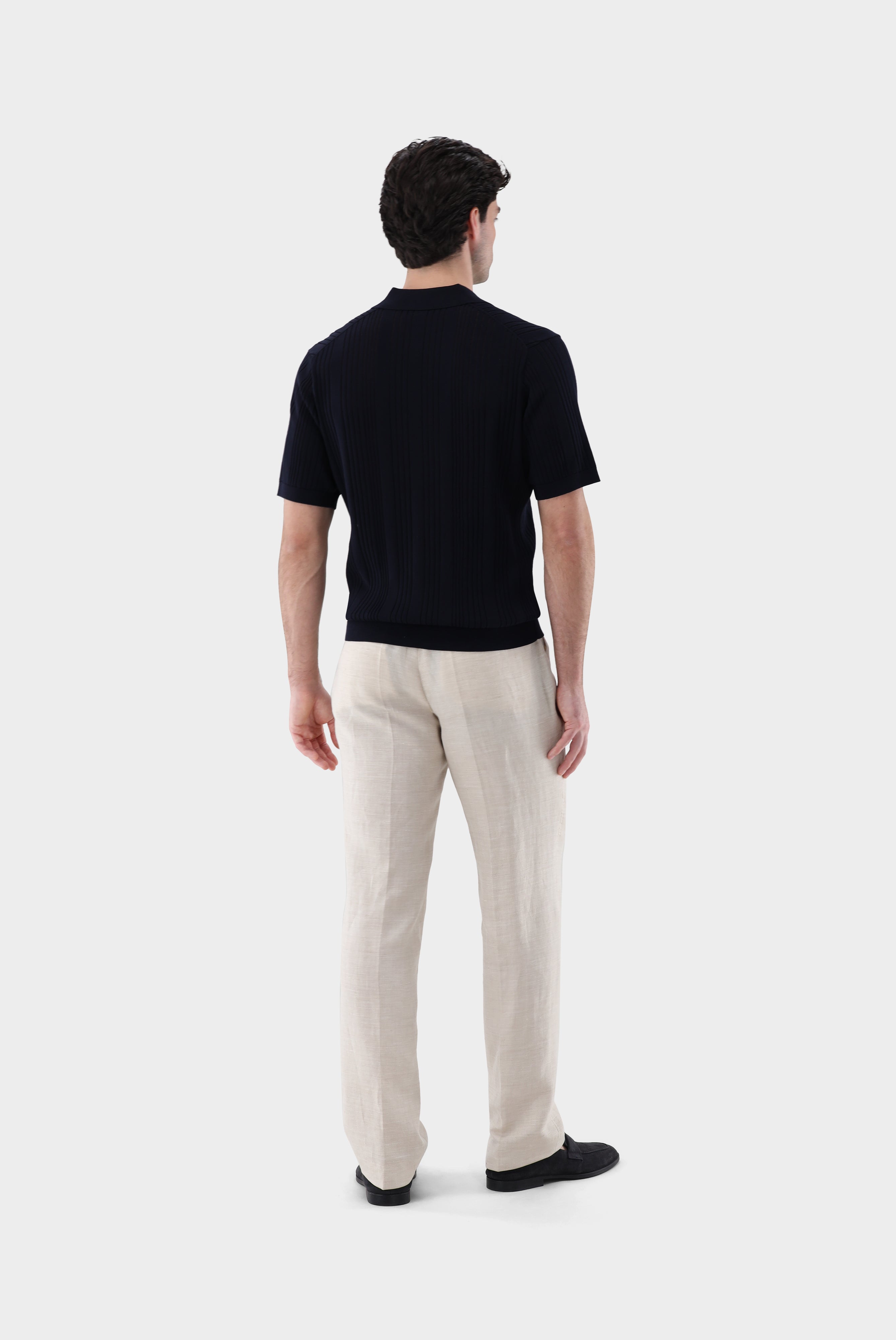 V-Neck Poloshirt | mit Streifen-Struktur aus Air Cotton