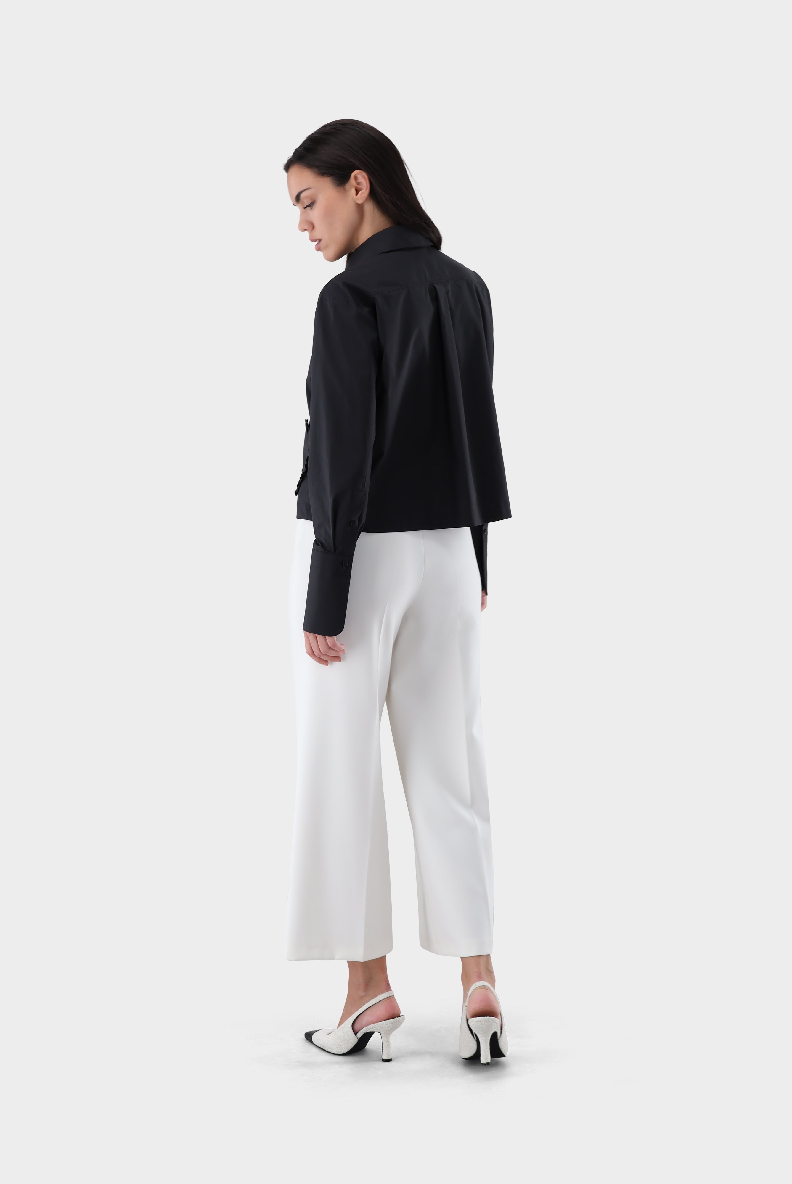 Hemdbluse | cropped mit Herz-Taschen