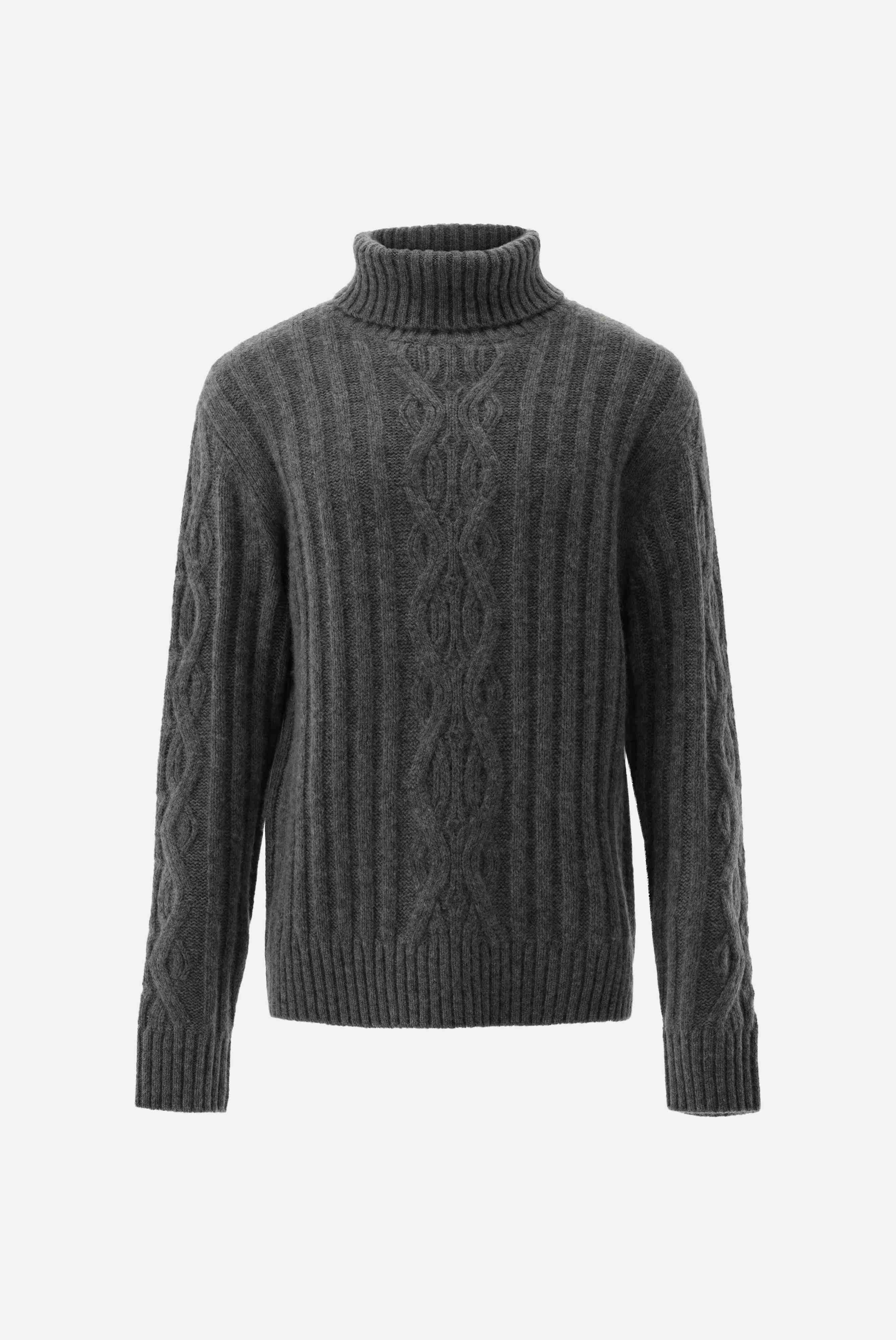 Rollkragenpullover | mit Kaschmir und Zopfmuster-Strick & Pullover-Van Laack-OUTLET-ARCHIVIST-ARCHIVE-SALE