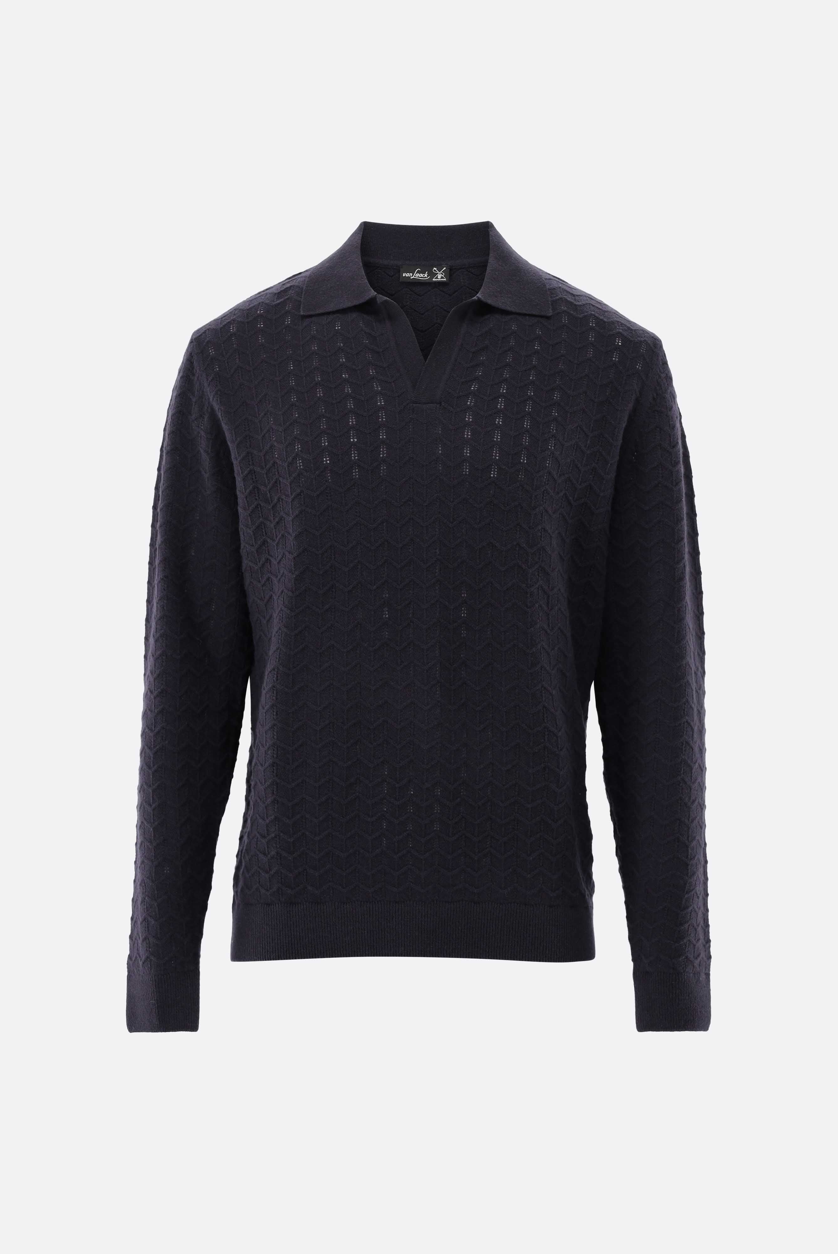Poloshirt | gestrickt mit V-Neck und Struktur
