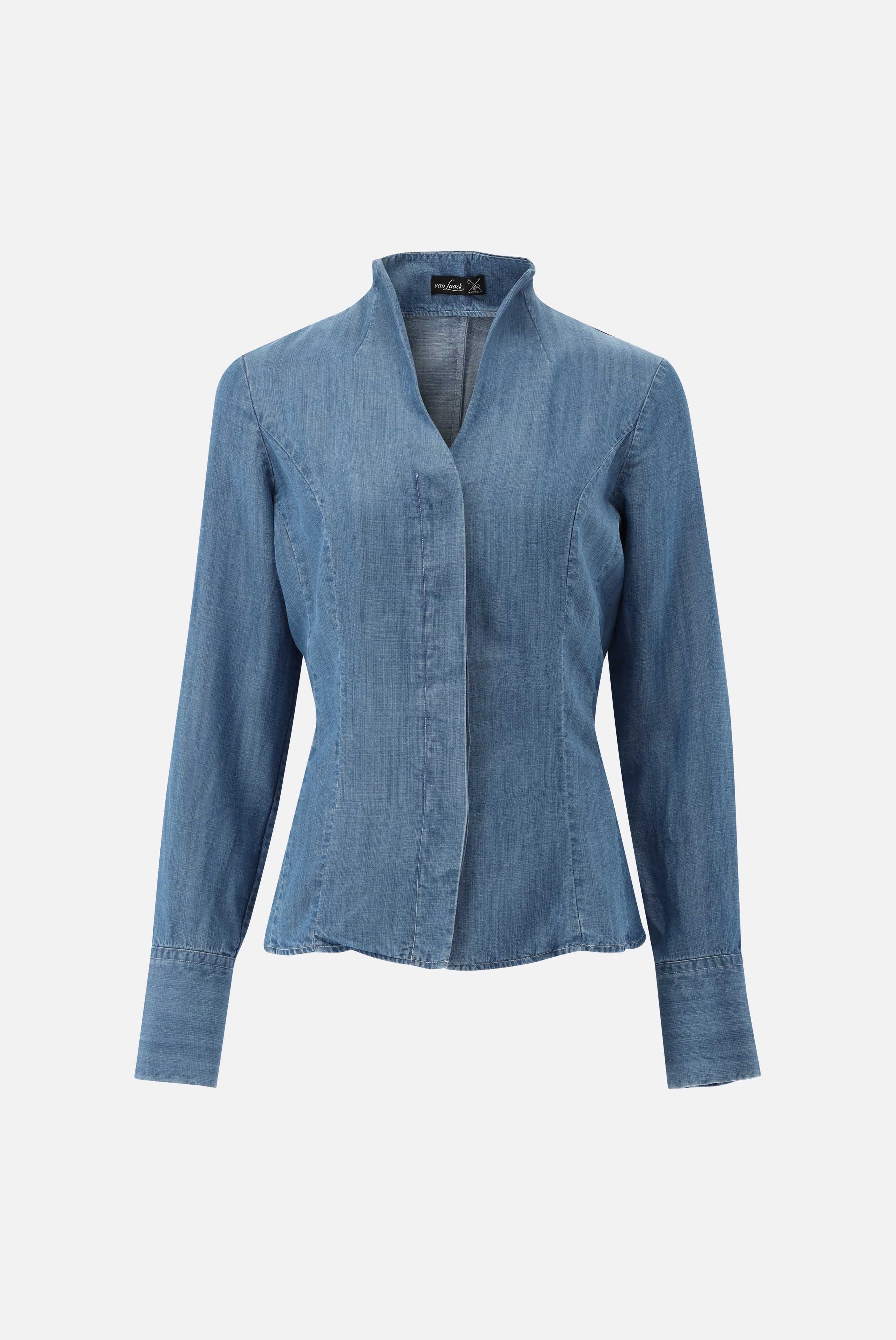 Kelchkragenbluse | aus Jeans Stoff