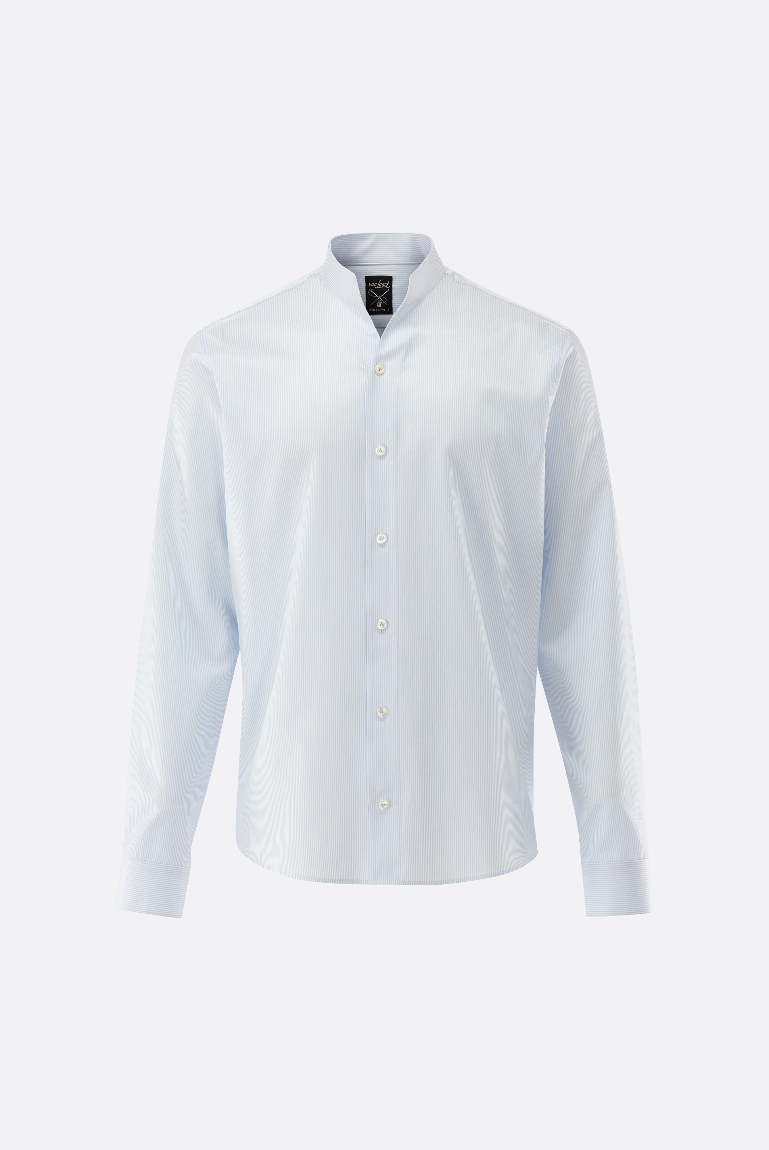 Stehkragenhemd | mit V-Auschnitt aus Twill