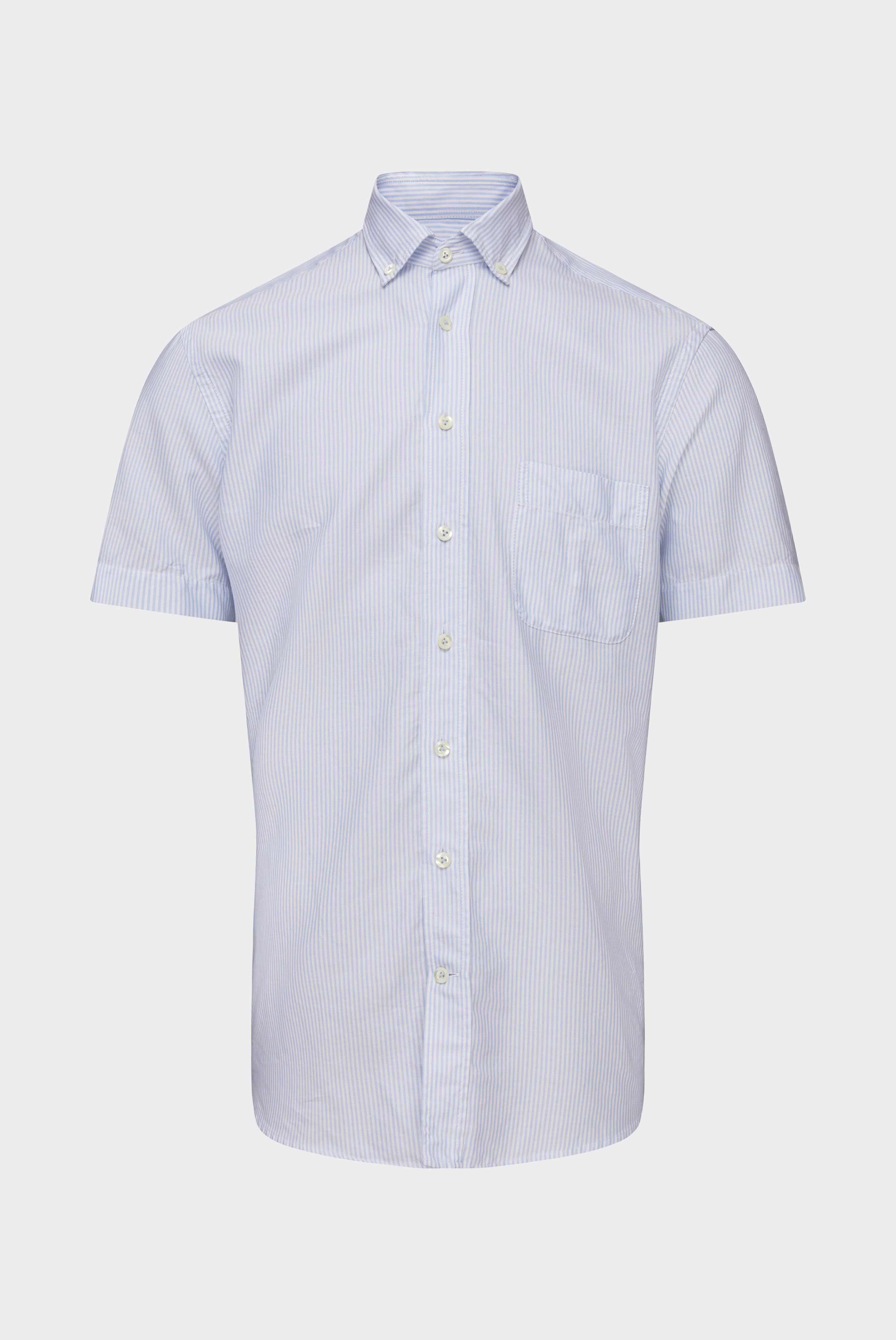 Van Laack-Schmal gestreiftes Kurzarmhemd in Fein-Oxford-Waschung-Hemden & Blusen-Black-Deal-Outlet-by-ARCHIVIST