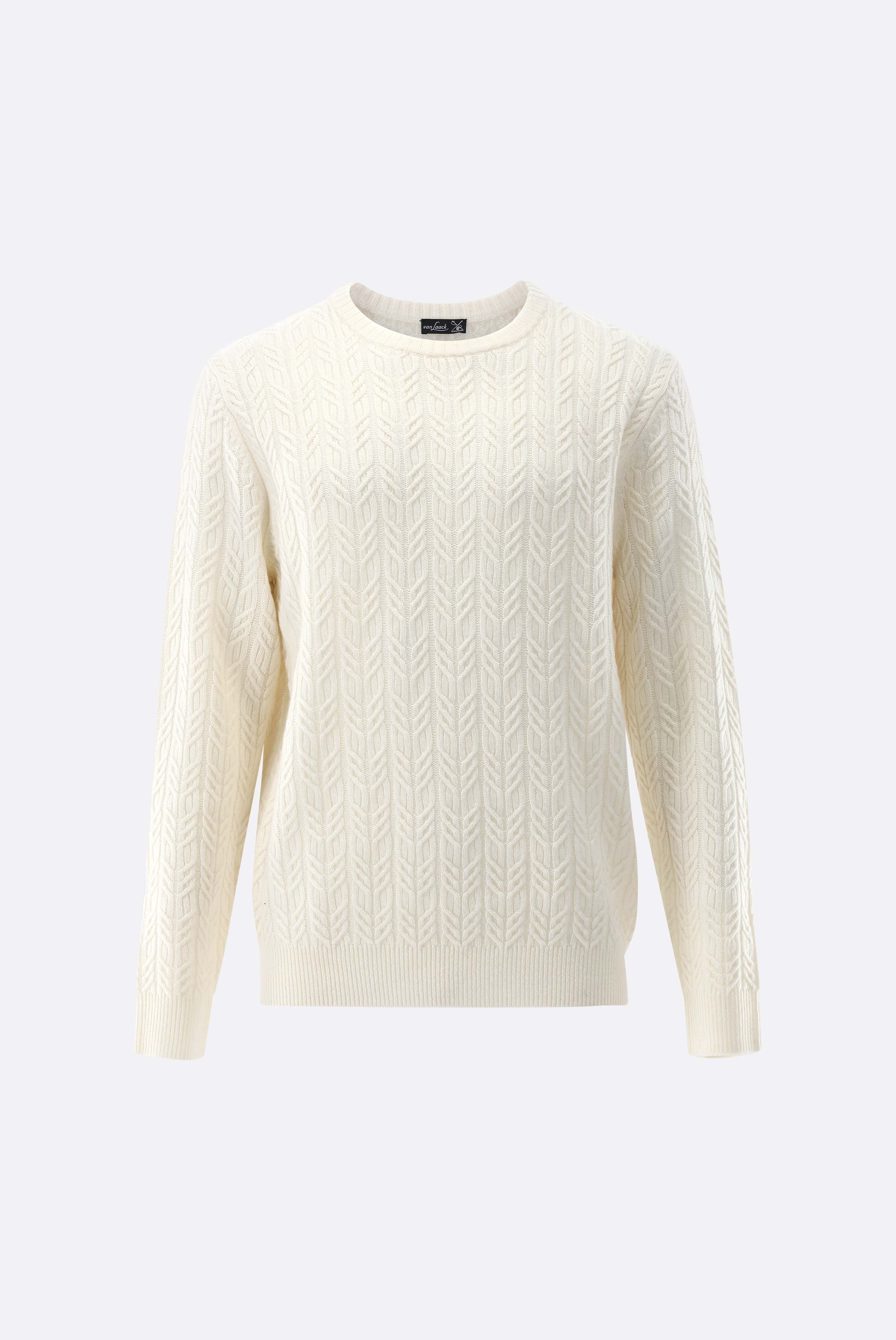 Rundhalspullover | mit Zopfstrick und Kaschmir-Strick & Pullover-Van Laack-OUTLET-ARCHIVIST-ARCHIVE-SALE