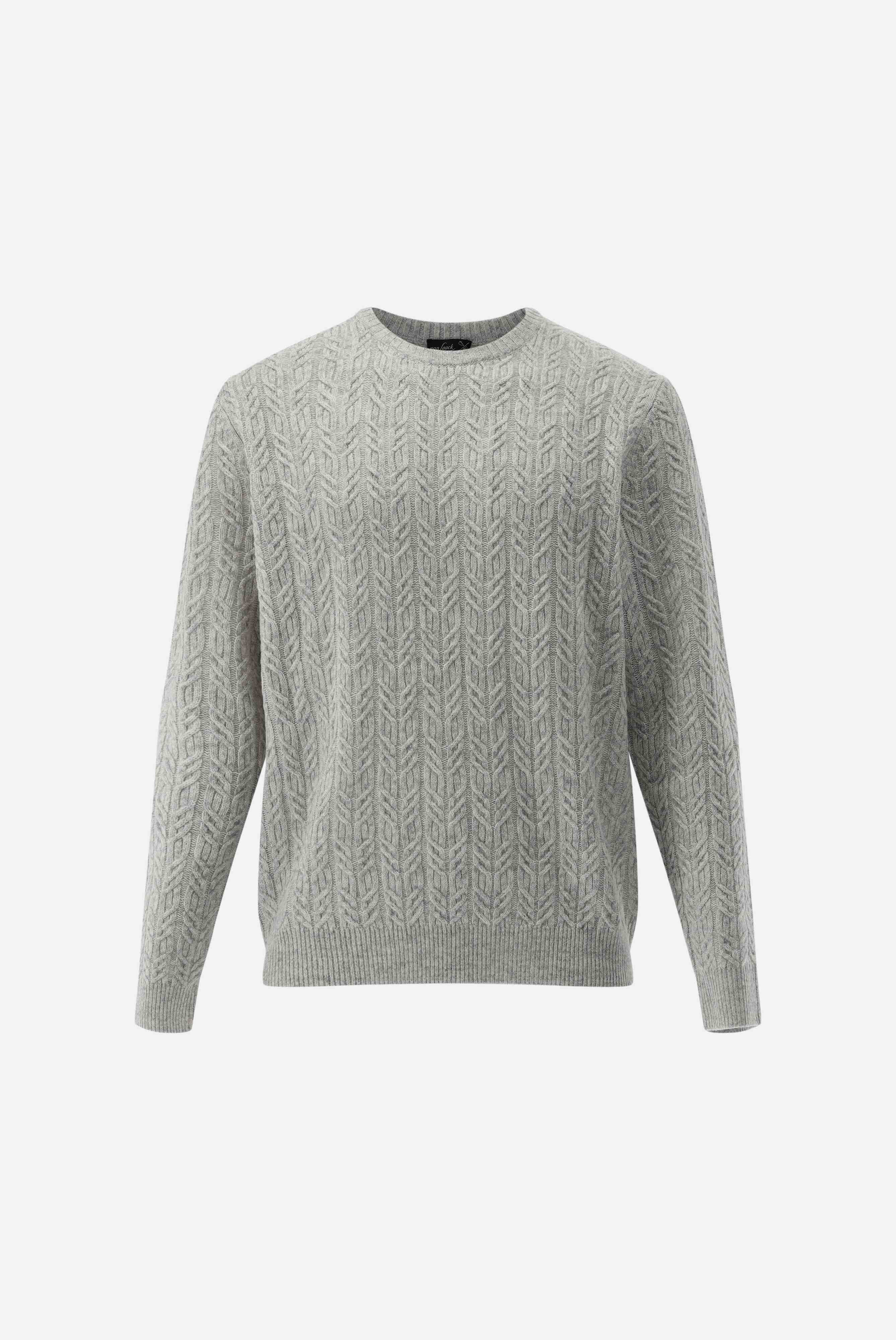 Rundhalspullover | mit Zopfstrick und Kaschmir-Strick & Pullover-Van Laack-OUTLET-ARCHIVIST-ARCHIVE-SALE
