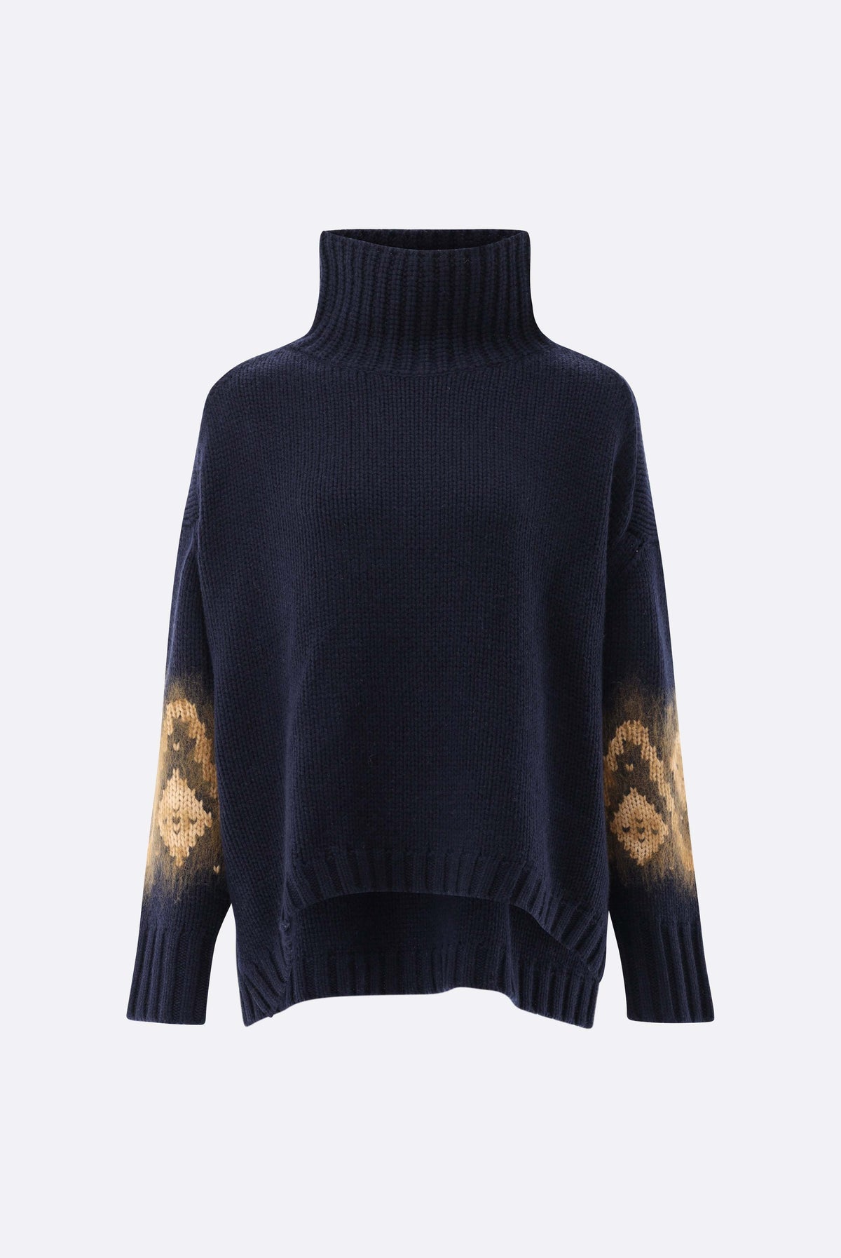 Rollkragenpullover | oversized mit Muster an Ärmeln-Strick & Pullover-Van Laack-OUTLET-ARCHIVIST-ARCHIVE-SALE