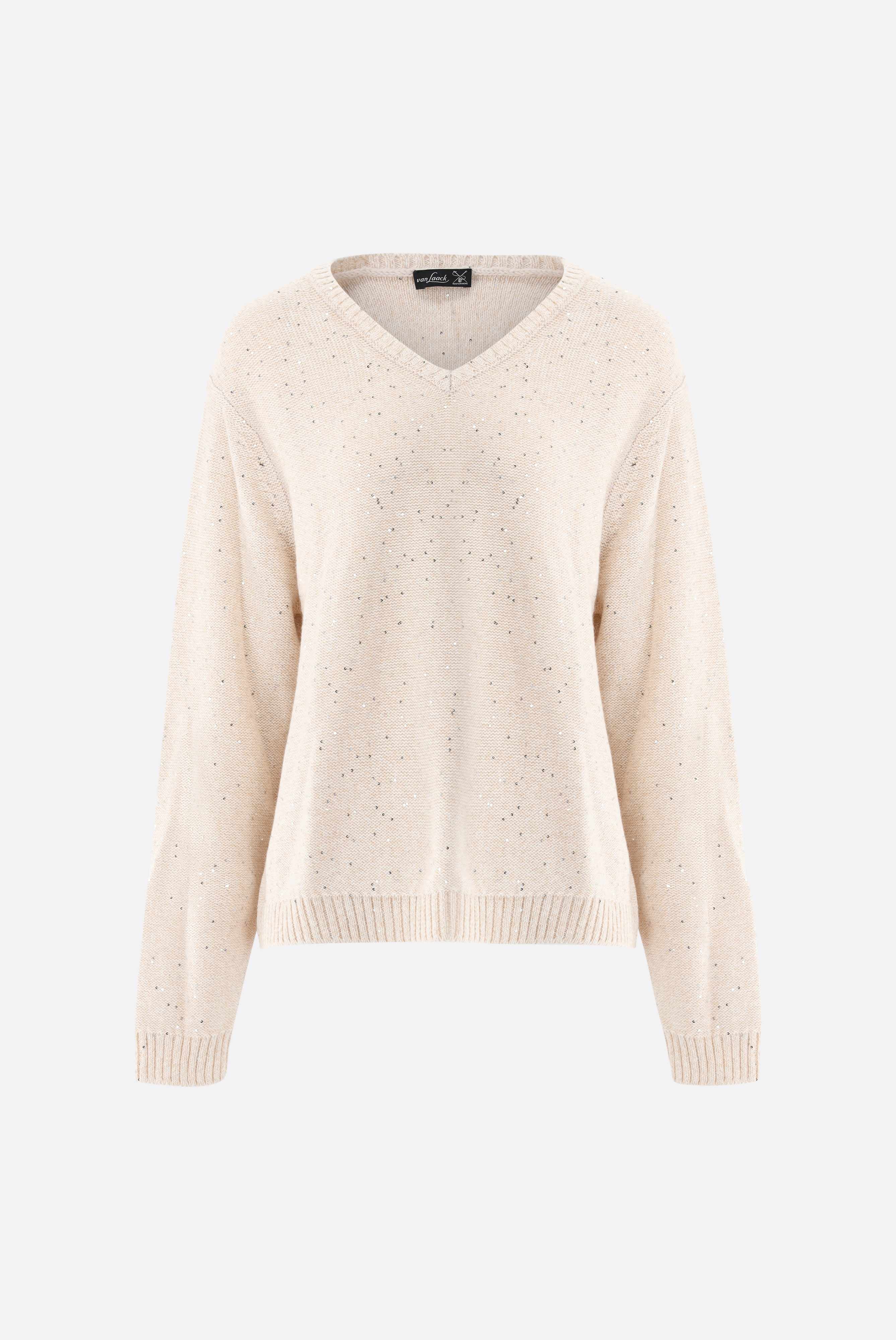 Pullover mit V-Ausschnitt | mit Kaschmir und Pailletten
