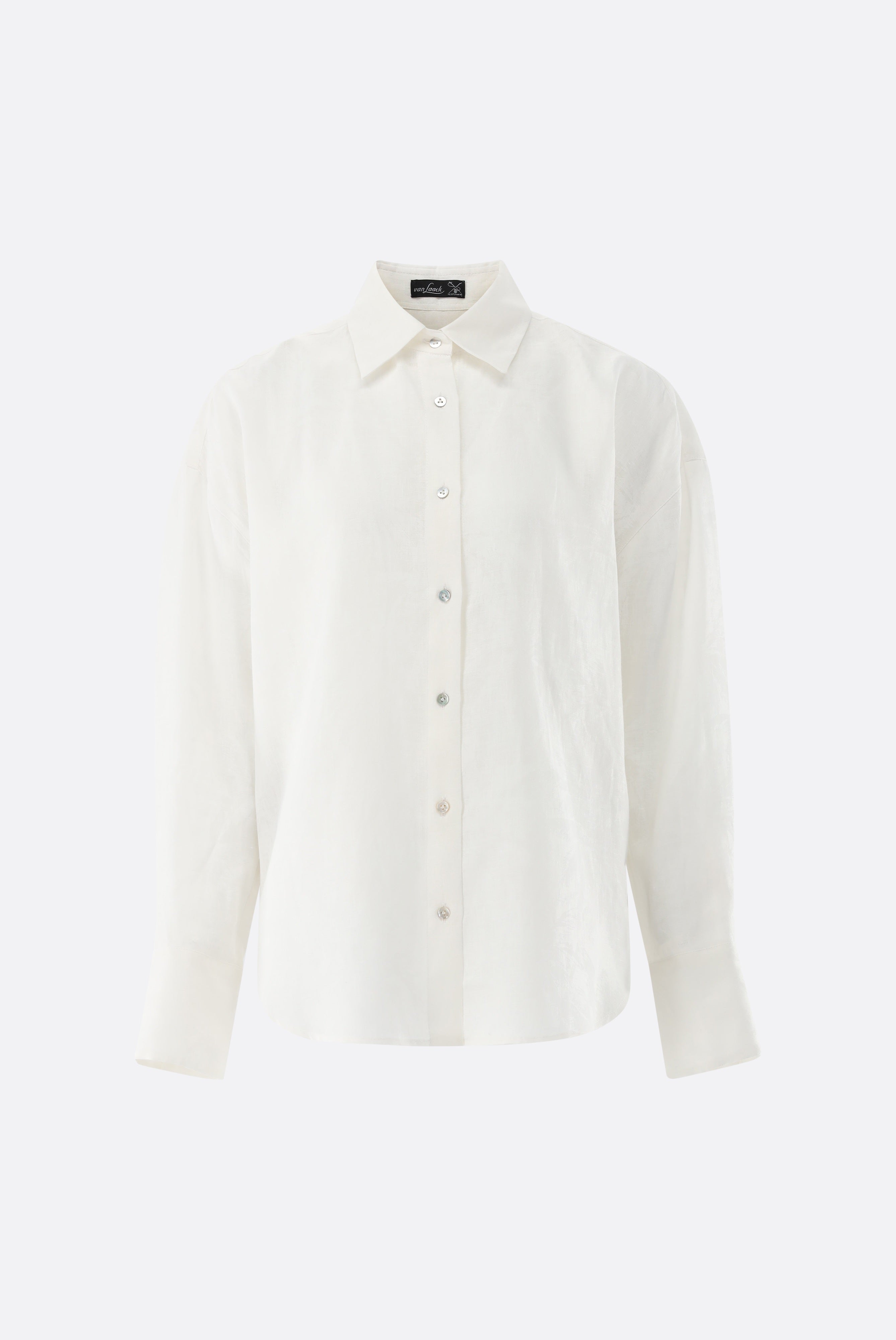 Hemdbluse aus Leinen | mit Ton-in-Ton Palmendruck-Hemden & Blusen-Van Laack-OUTLET-ARCHIVIST-ARCHIVE-SALE