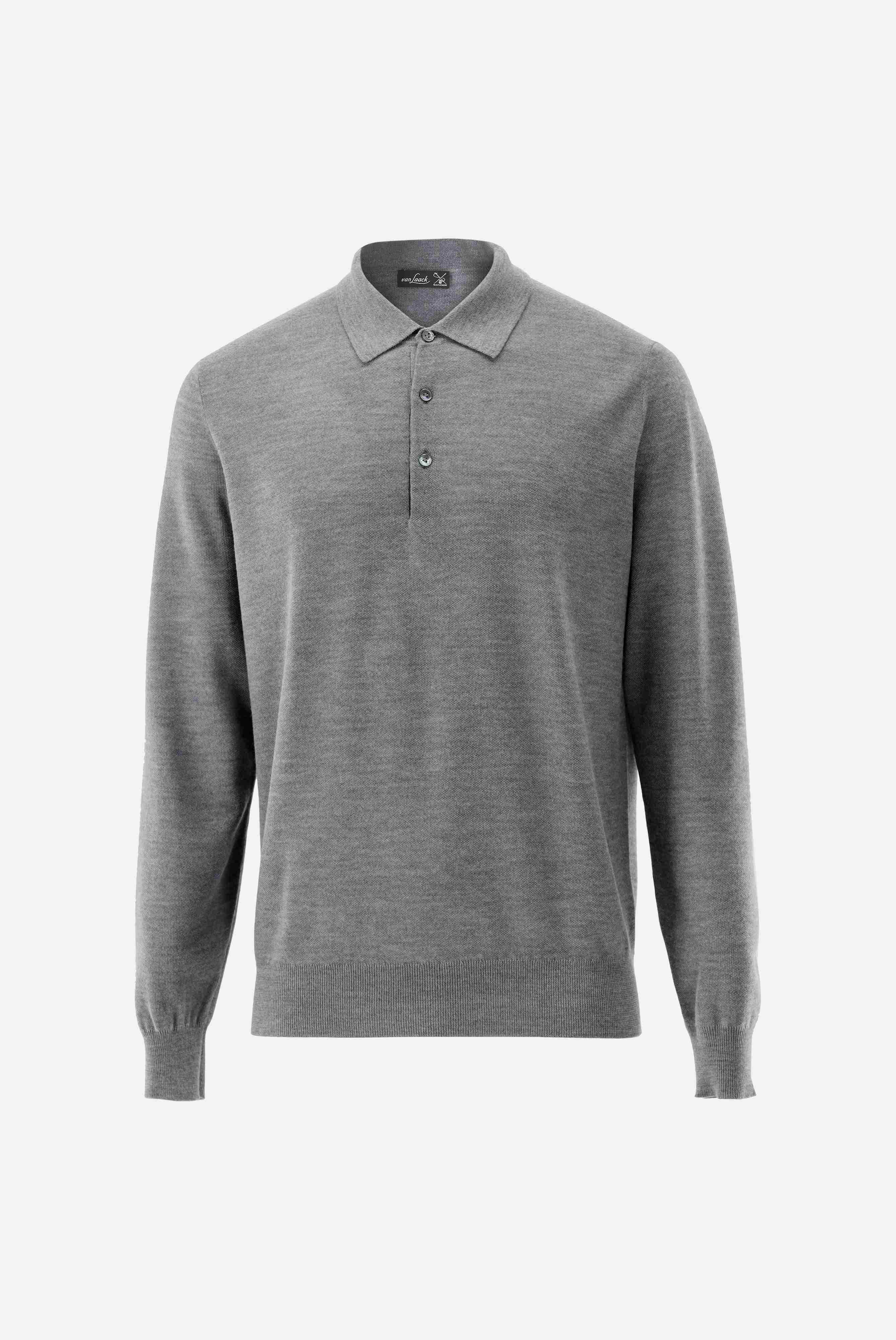 Poloshirt | gestrickt mit Langarm und Reiskorn-Struktur-Strick & Pullover-Van Laack-OUTLET-ARCHIVIST-ARCHIVE-SALE