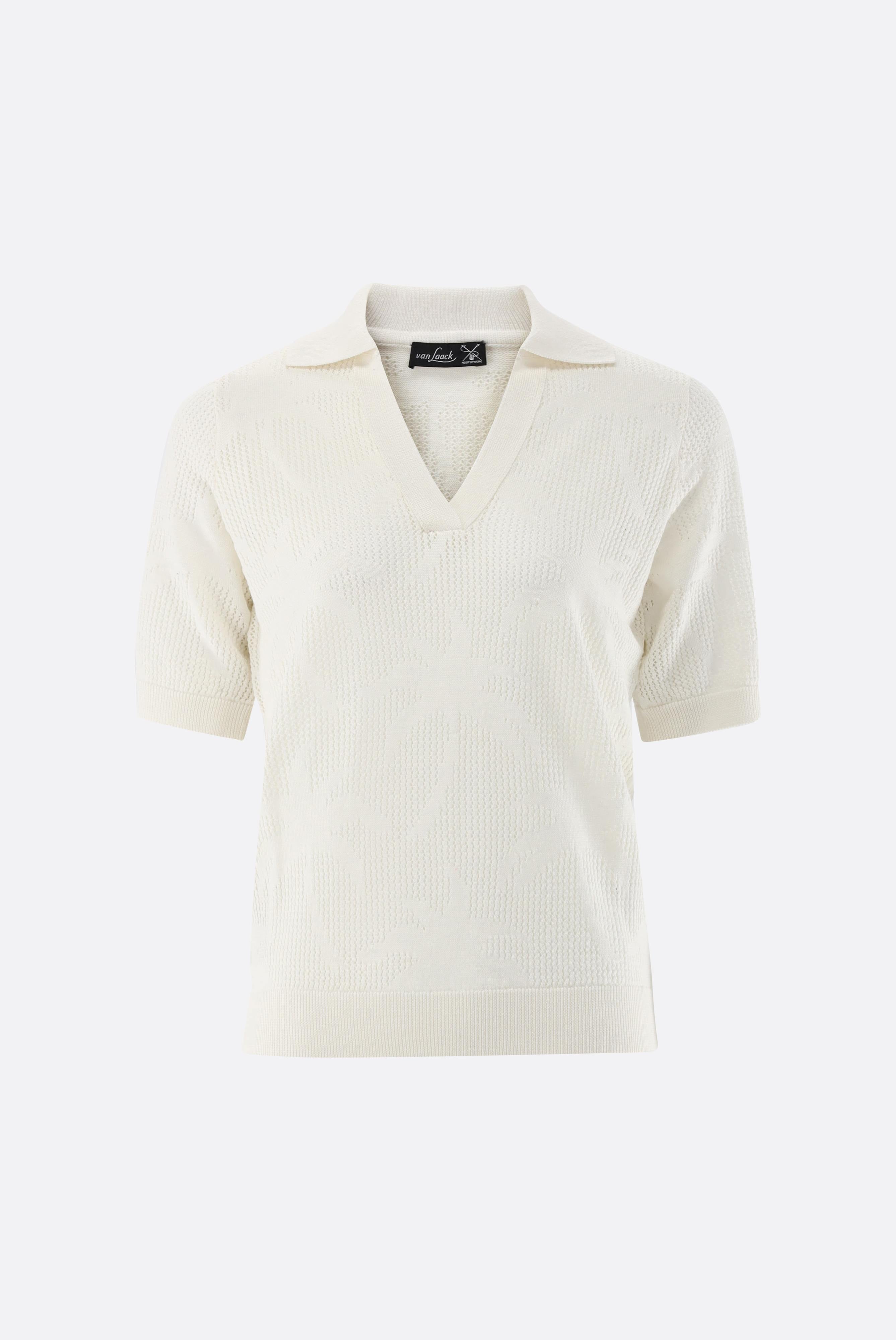 Poloshirt | aus Ajoure Strick mit Palmen Design