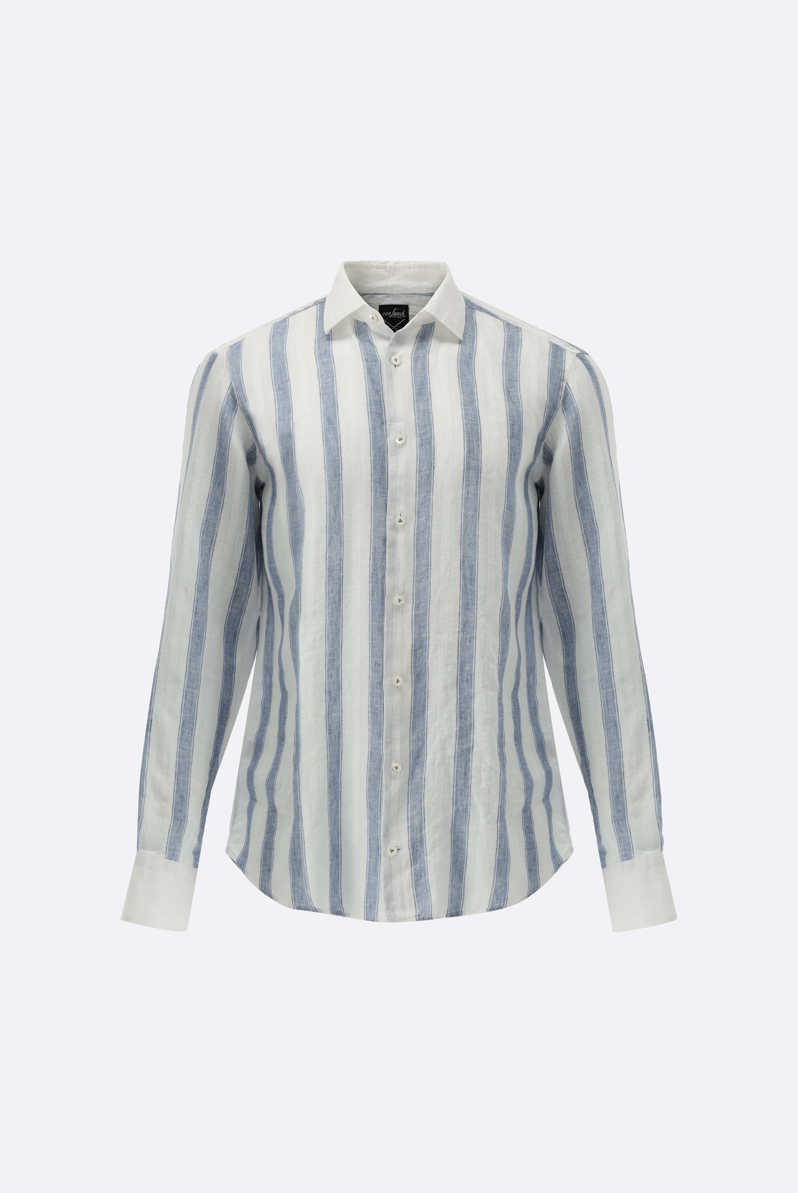 Van Laack-Leinenhemd | gestreift mit weißem Kragen und Strukturmuster-Hemden & Blusen-Black-Deal-Outlet-by-ARCHIVIST