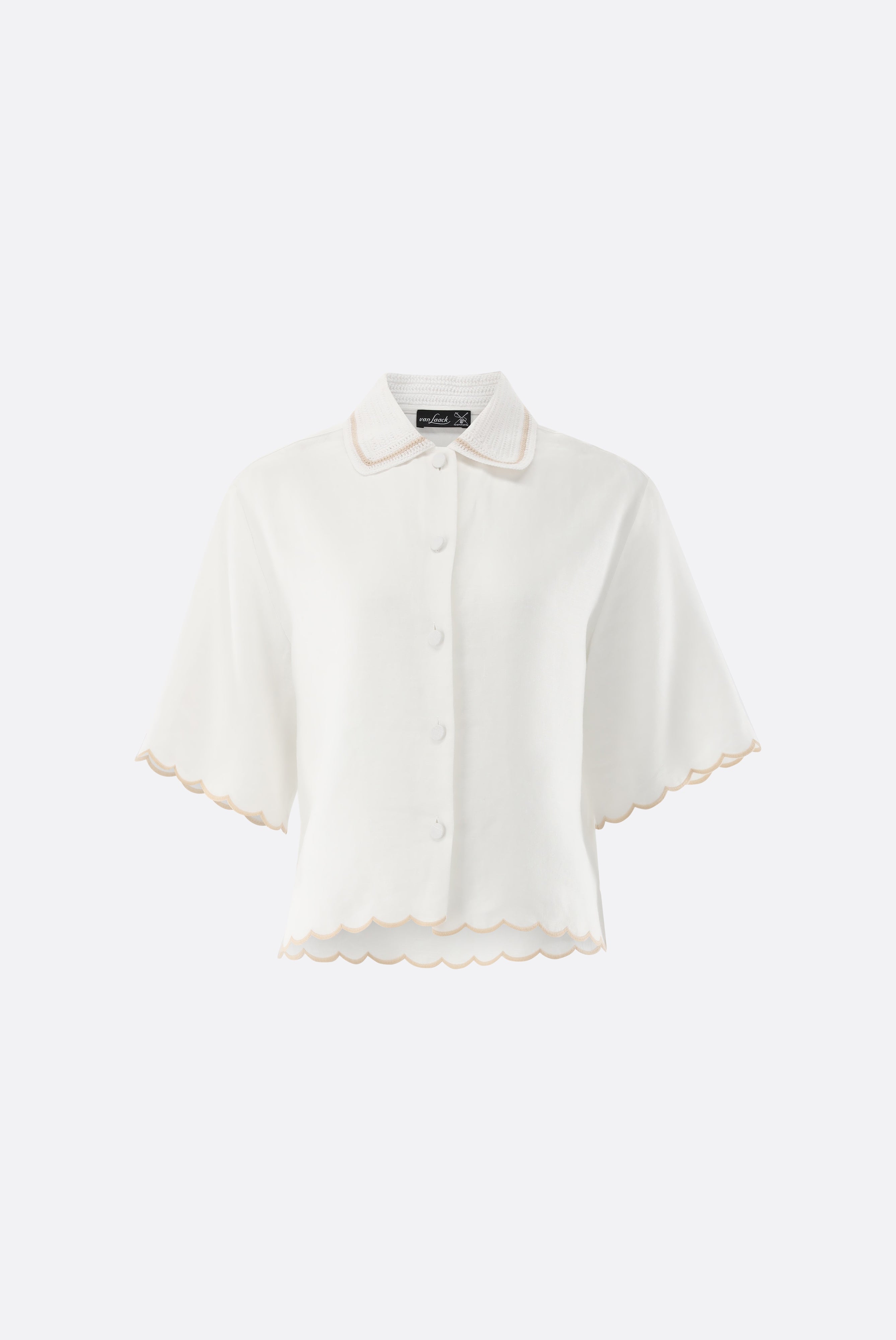 Kurzarm Hemdbluse | aus Leinen mit Häkelkragen-Hemden & Blusen-Van Laack-OUTLET-ARCHIVIST-ARCHIVE-SALE