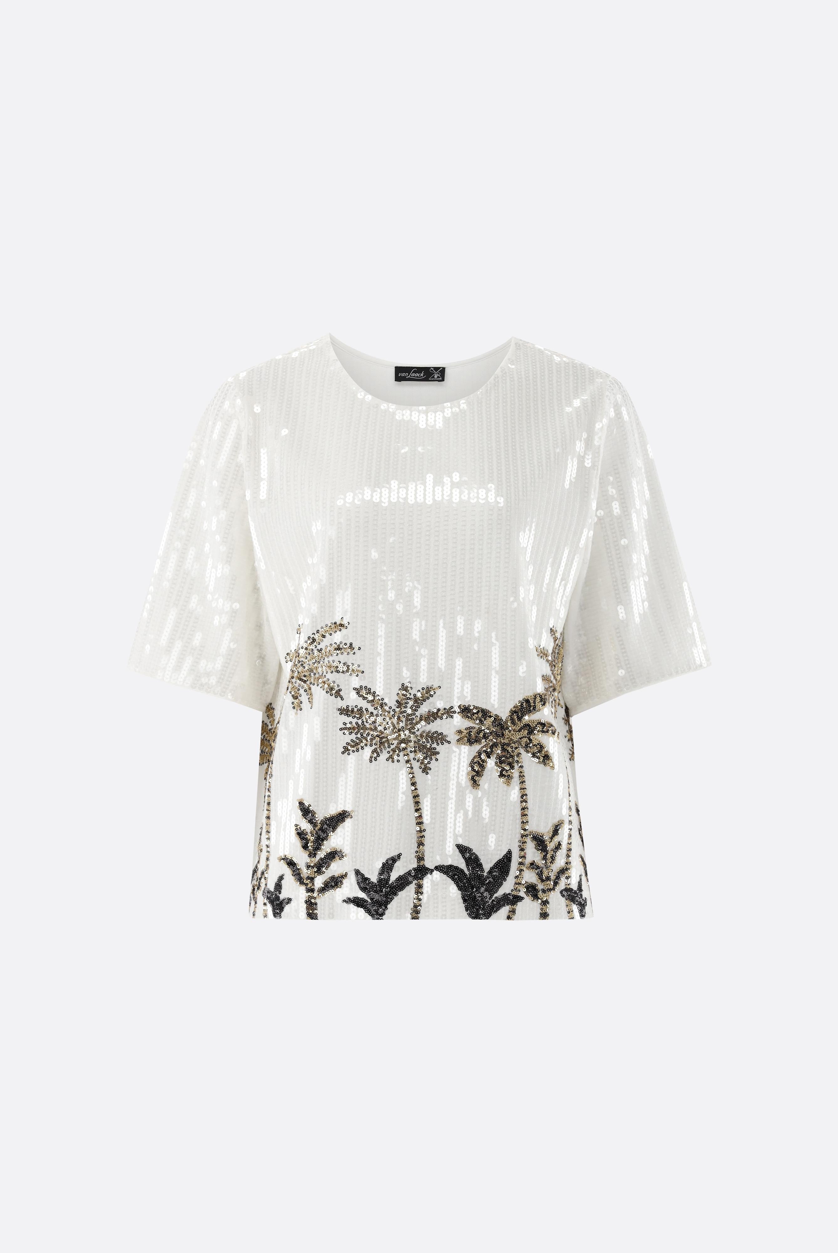 Pailletten Top | mit Palmen-Motiv
