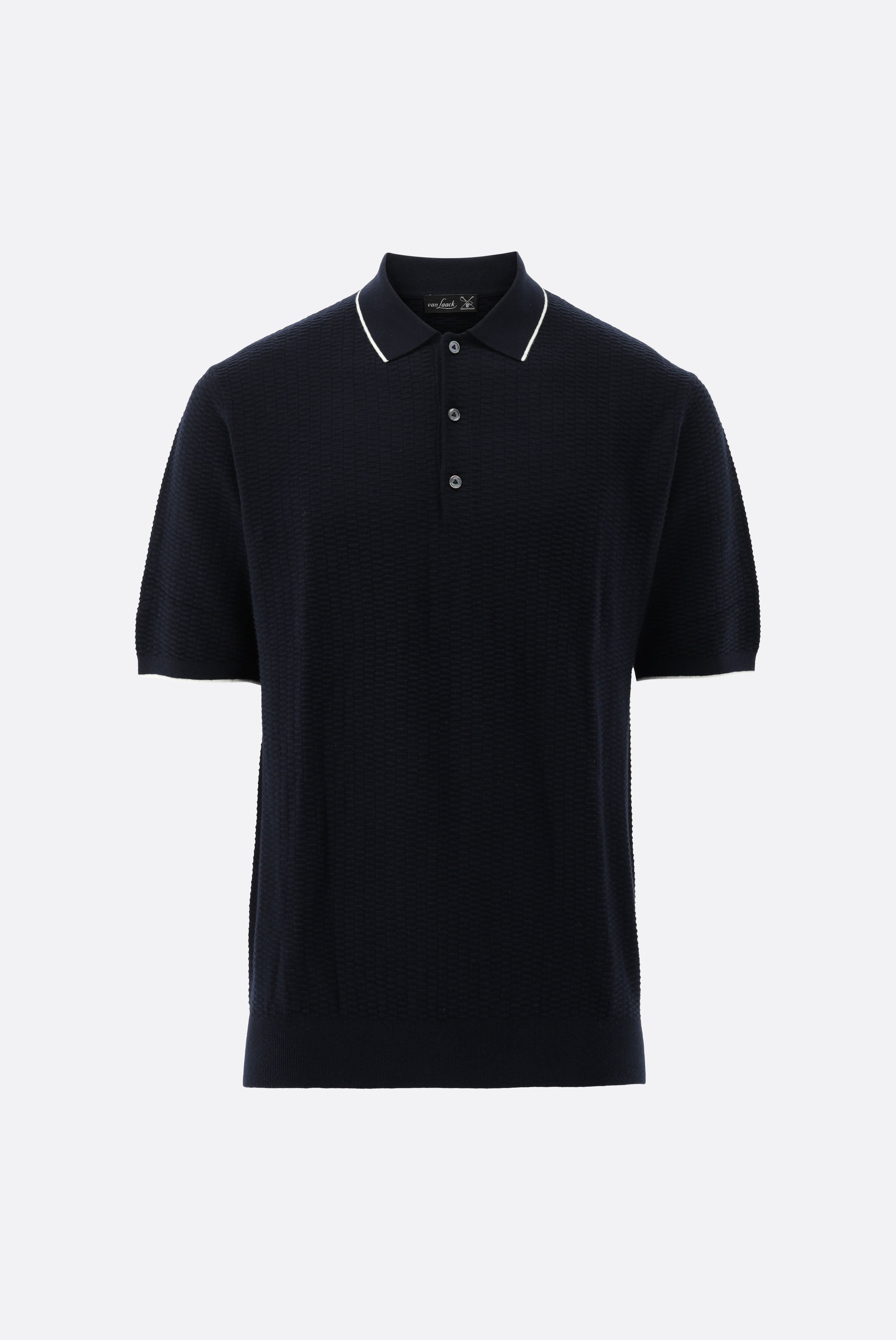 Strick Poloshirt | mt Kaschmir und Jacquard Struktur