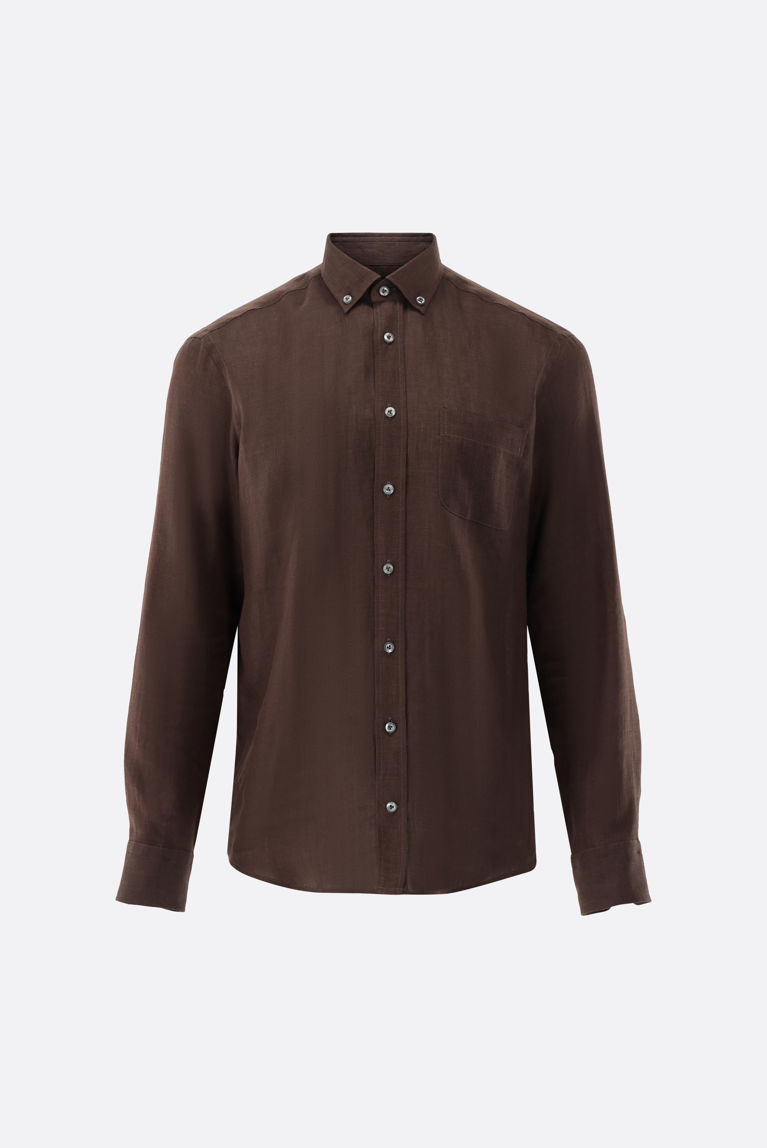 Leinenhemd | mit Button-Down Kragen Tailor Fit