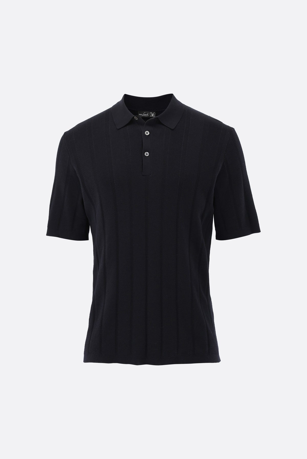 Van Laack-Strick-Poloshirt | mit Jacquard Streifen-Shirts-Black-Deal-Outlet-by-ARCHIVIST