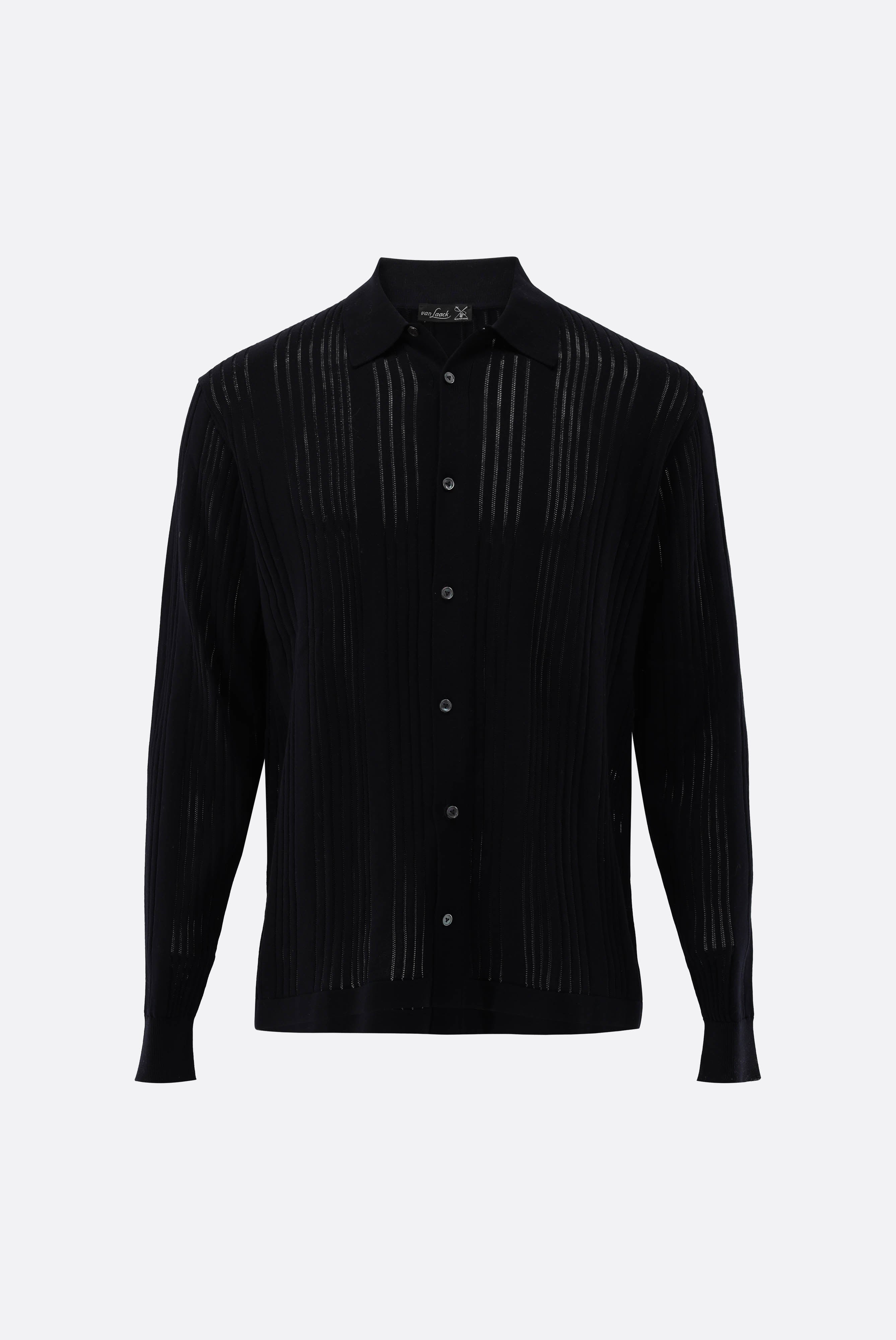 Strickhemd | mit Streifen-Struktur aus Air Cotton-Strick & Pullover-Van Laack-OUTLET-ARCHIVIST-ARCHIVE-SALE