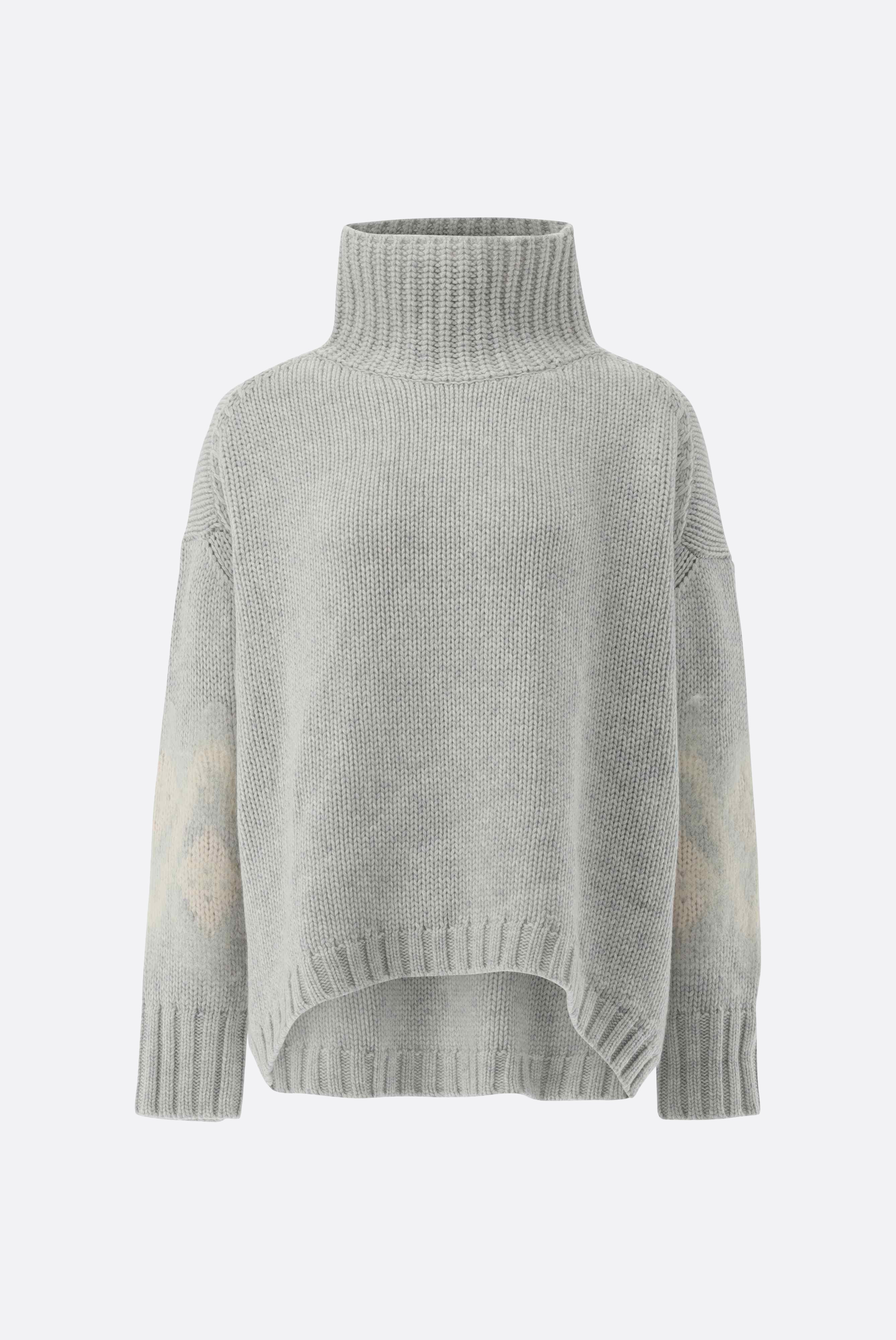 Rollkragenpullover | oversized mit Muster an Ärmeln-Strick & Pullover-Van Laack-OUTLET-ARCHIVIST-ARCHIVE-SALE