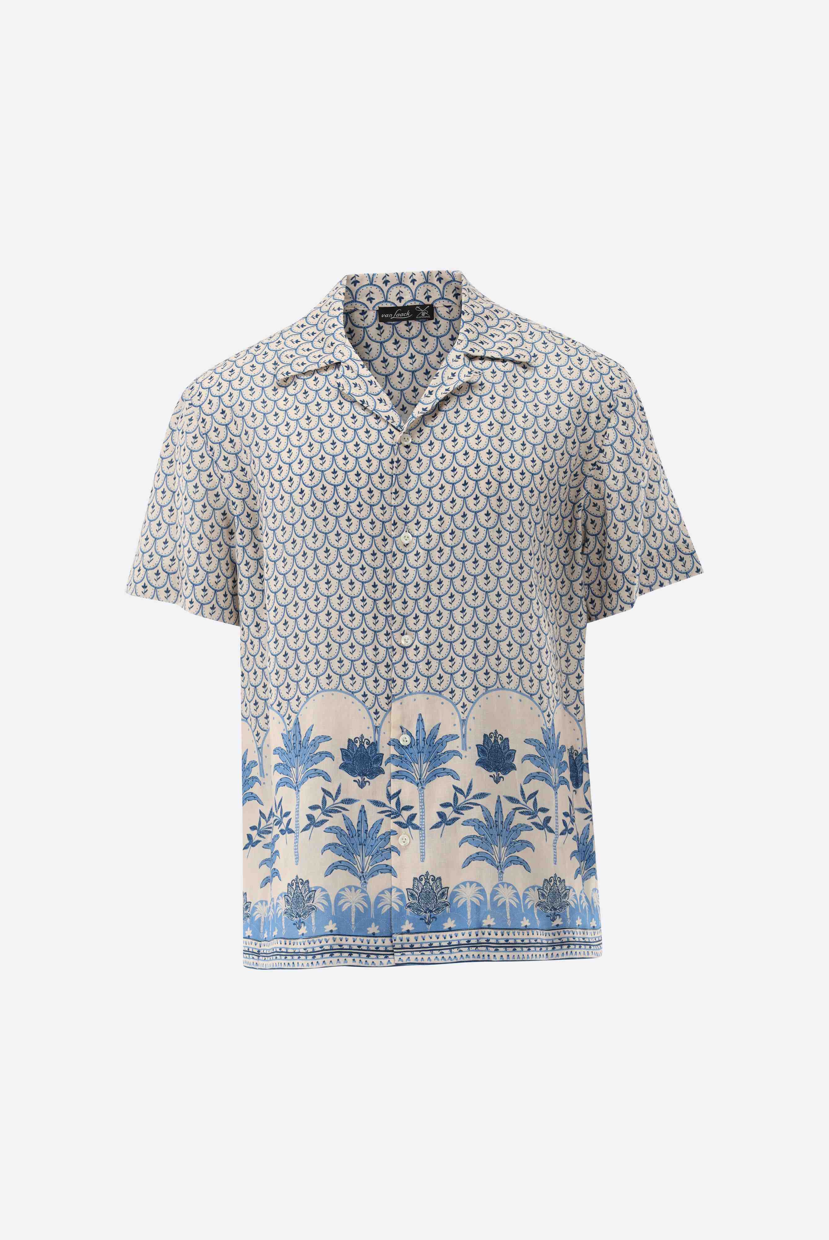 Kurzarmhemd | kastenförmig mit Palmen-Druck-Hemden & Blusen-Van Laack-OUTLET-ARCHIVIST-ARCHIVE-SALE