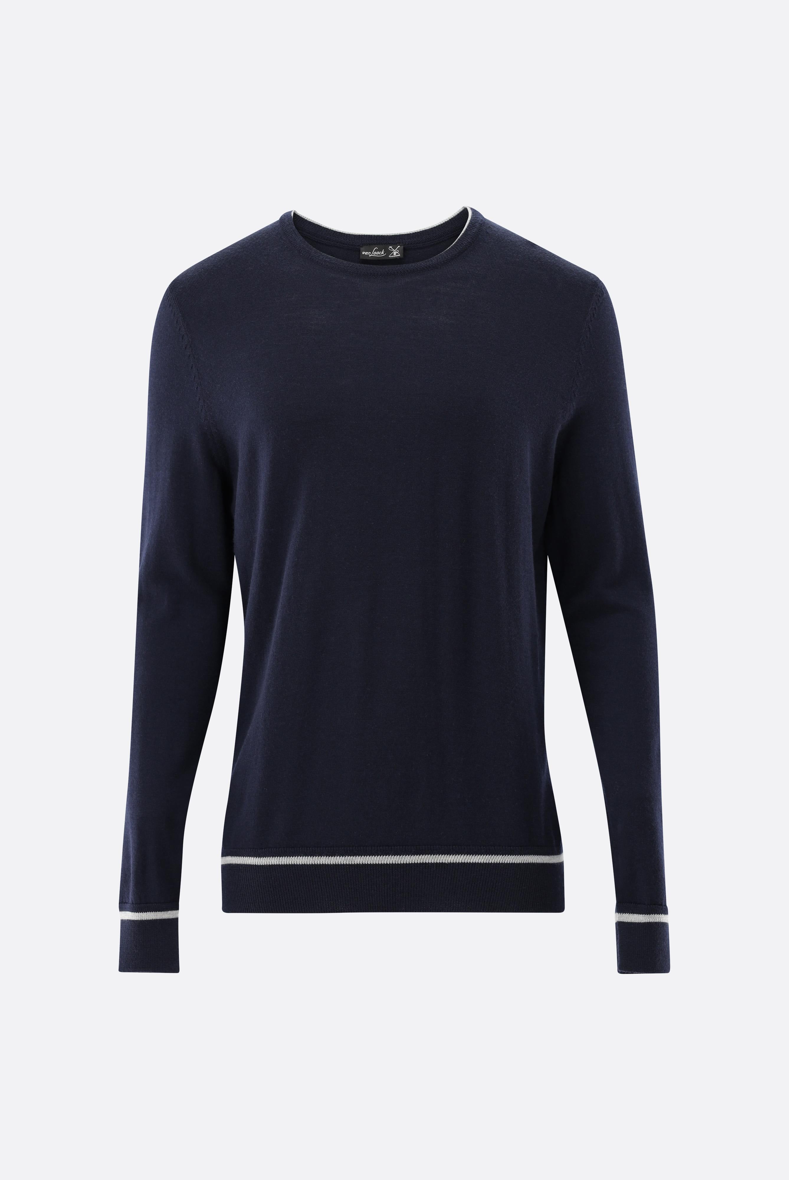 Rundhalspullover | aus merzerisierter Merinowolle mit Farbdetail-Strick & Pullover-Van Laack-OUTLET-ARCHIVIST-ARCHIVE-SALE