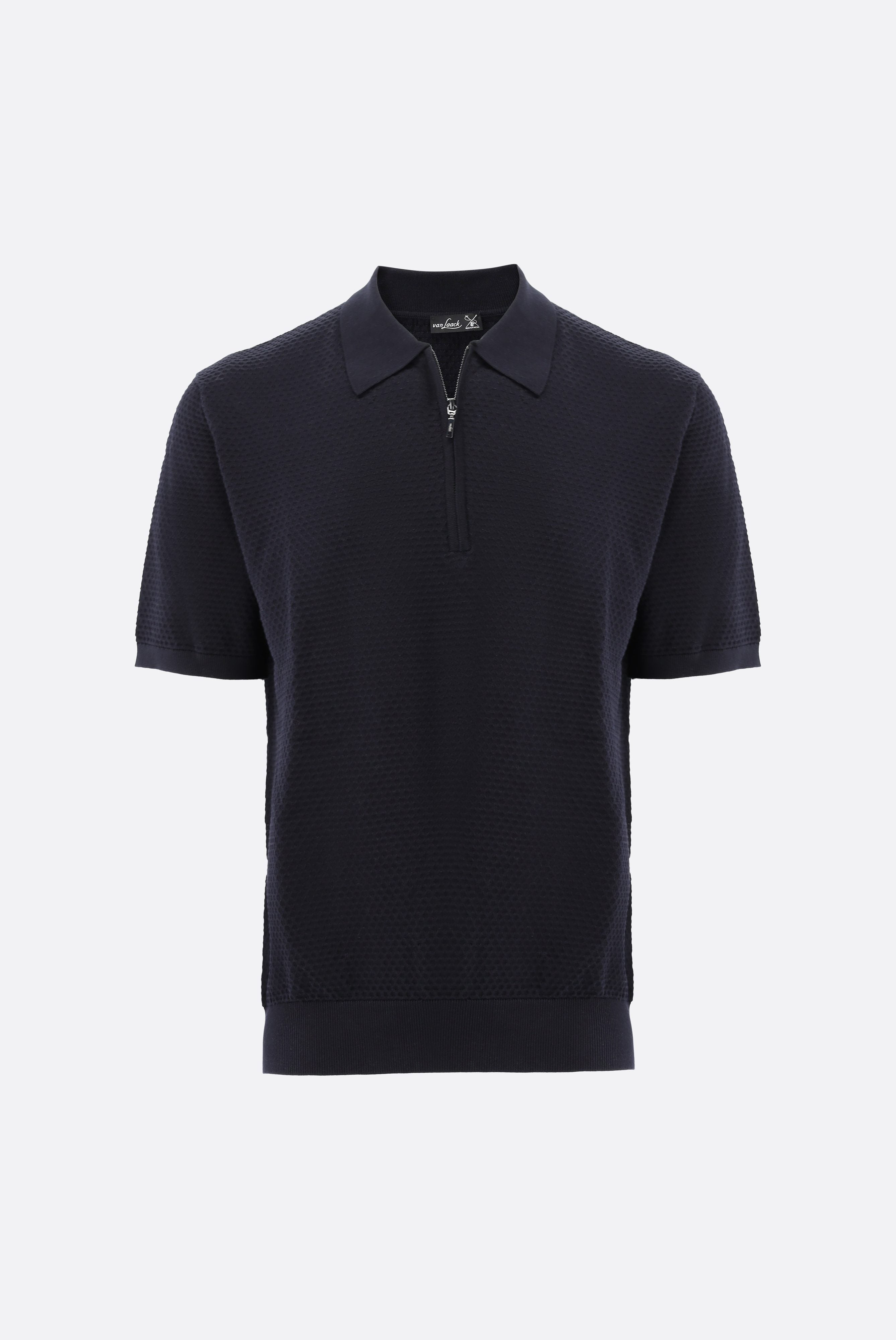 Strick Poloshirt | mit Struktur und Reisßverschluss