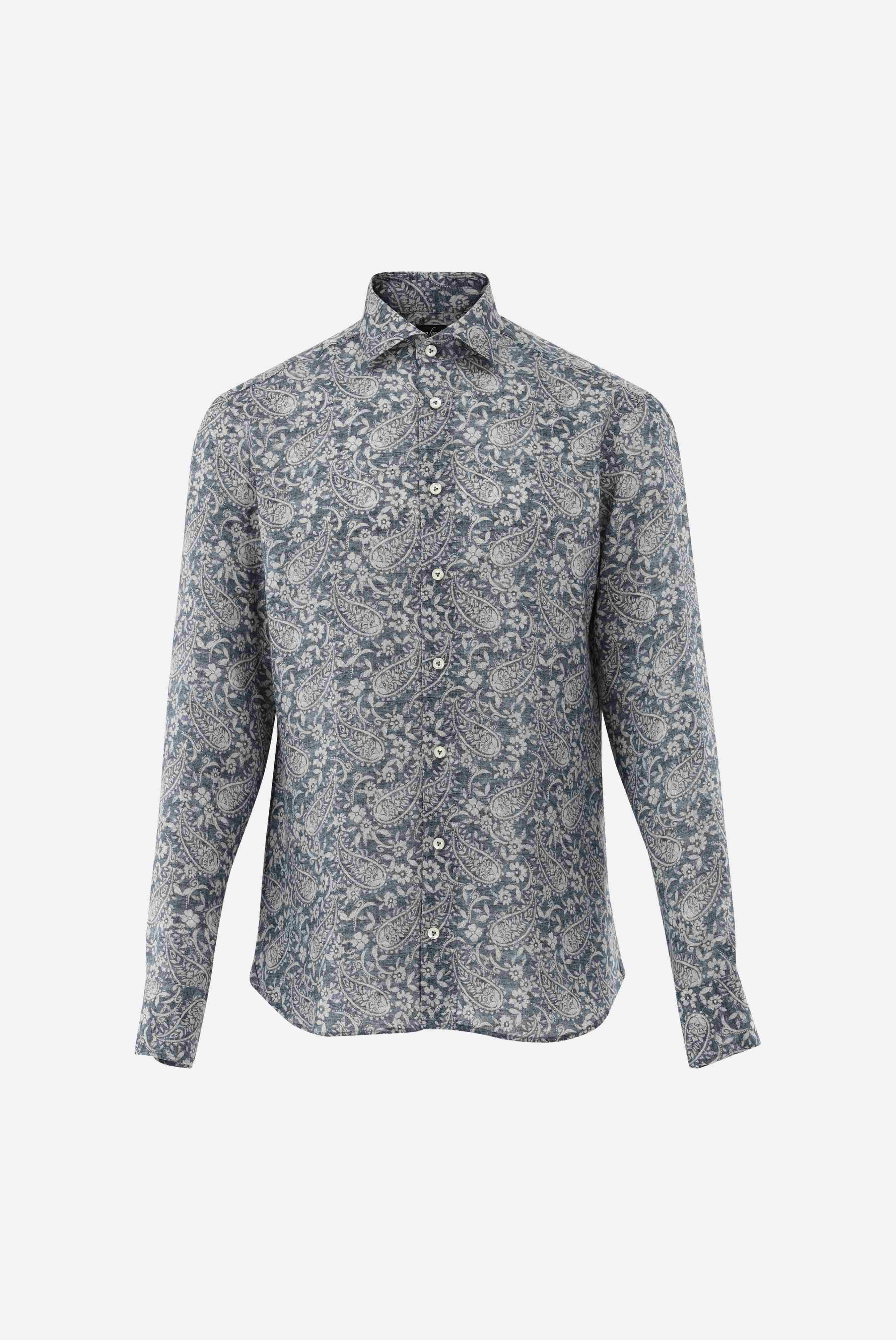 Leinenhemd | mit Paisley Druck Tailor Fit
