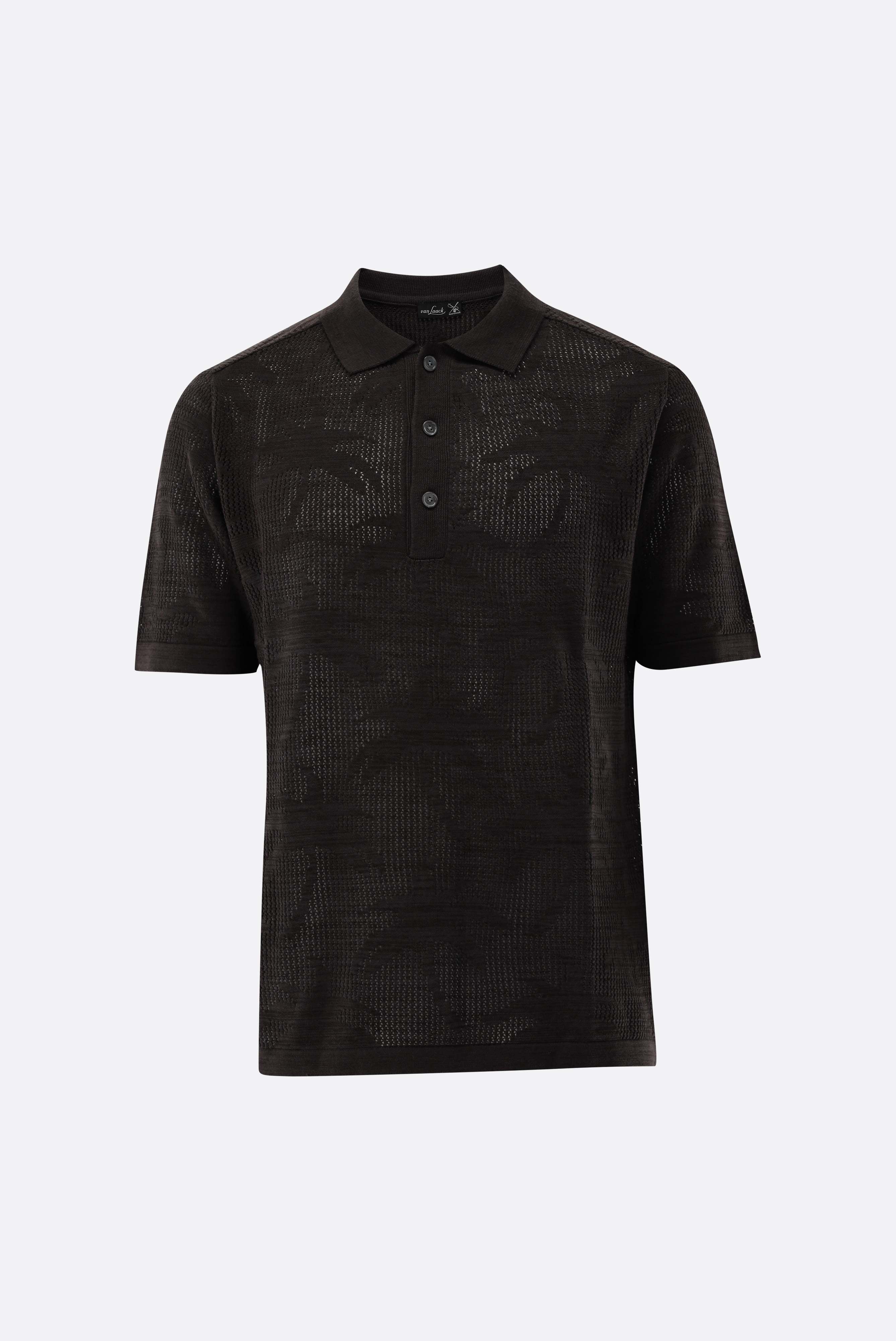 Poloshirt | aus Ajoure Strick mit Palmen Design