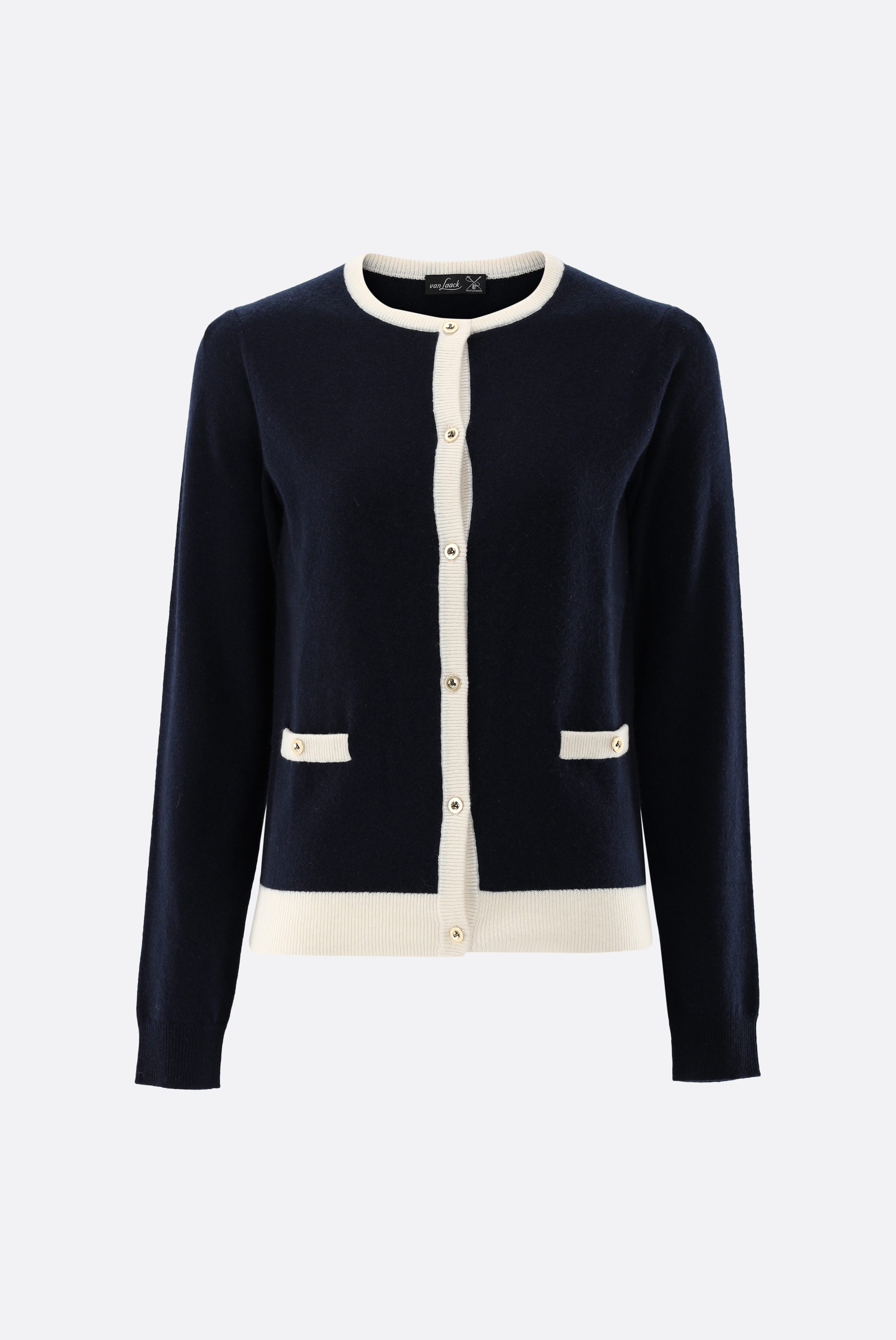 Strickjacke | aus Kaschmir mit Kontrasten-Jacken & Mäntel-Van Laack-OUTLET-ARCHIVIST-ARCHIVE-SALE