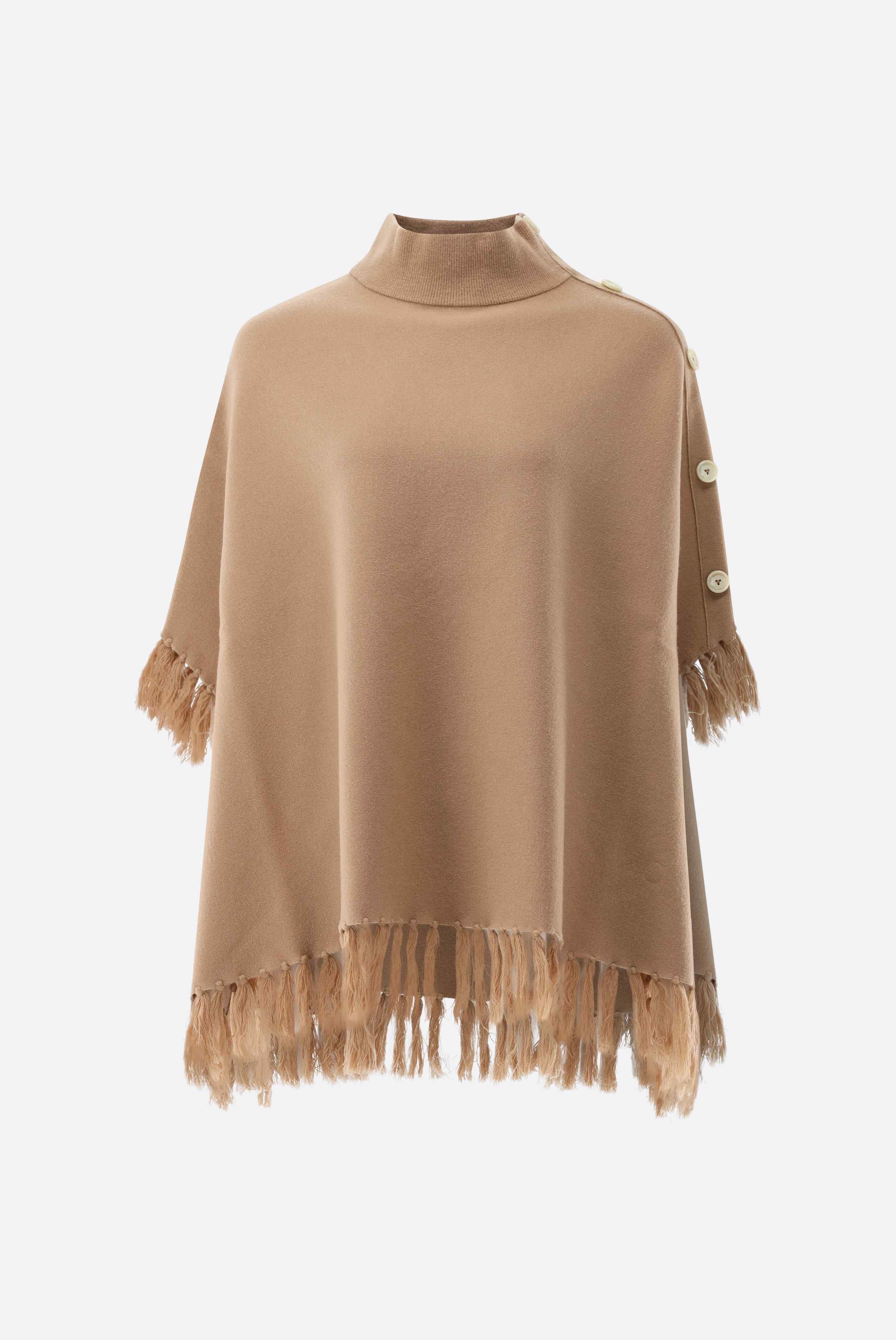 Poncho | gestrickt mit Fransen