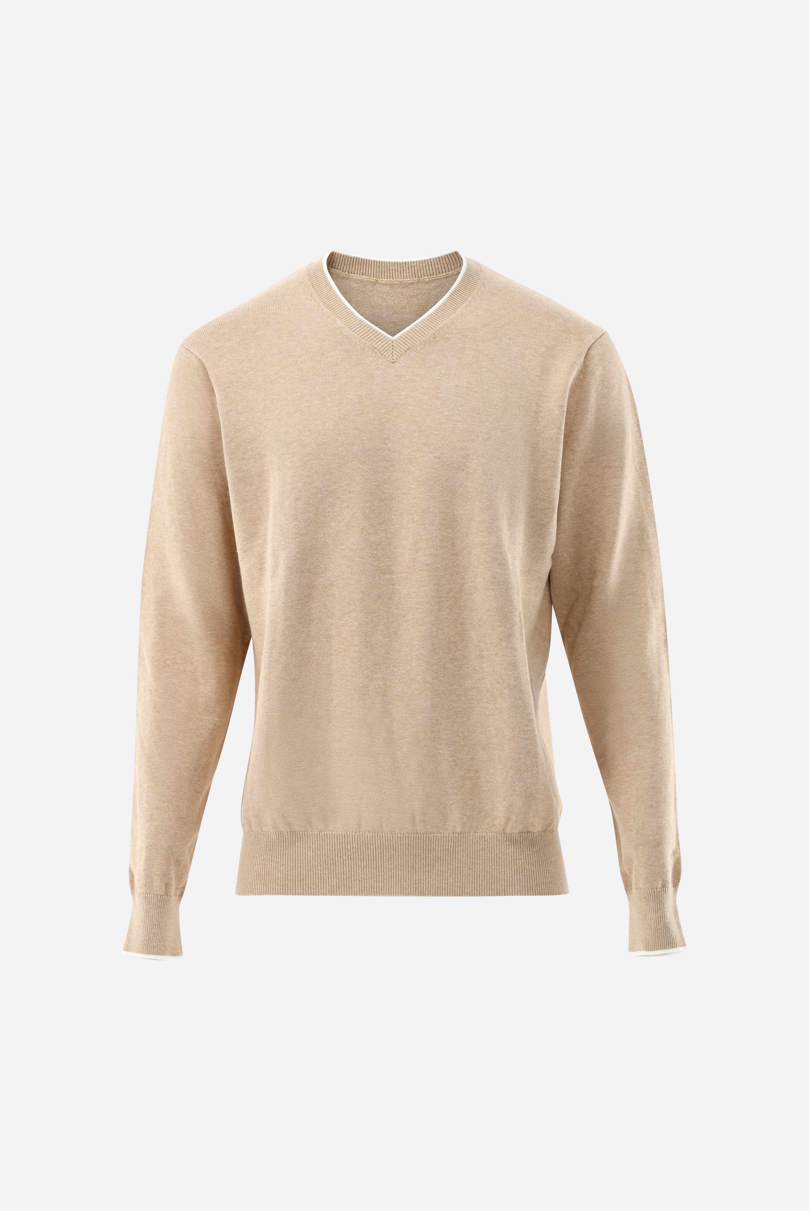 Pullover mit V-Ausschnitt | mit Kaschmir und Baumwolle