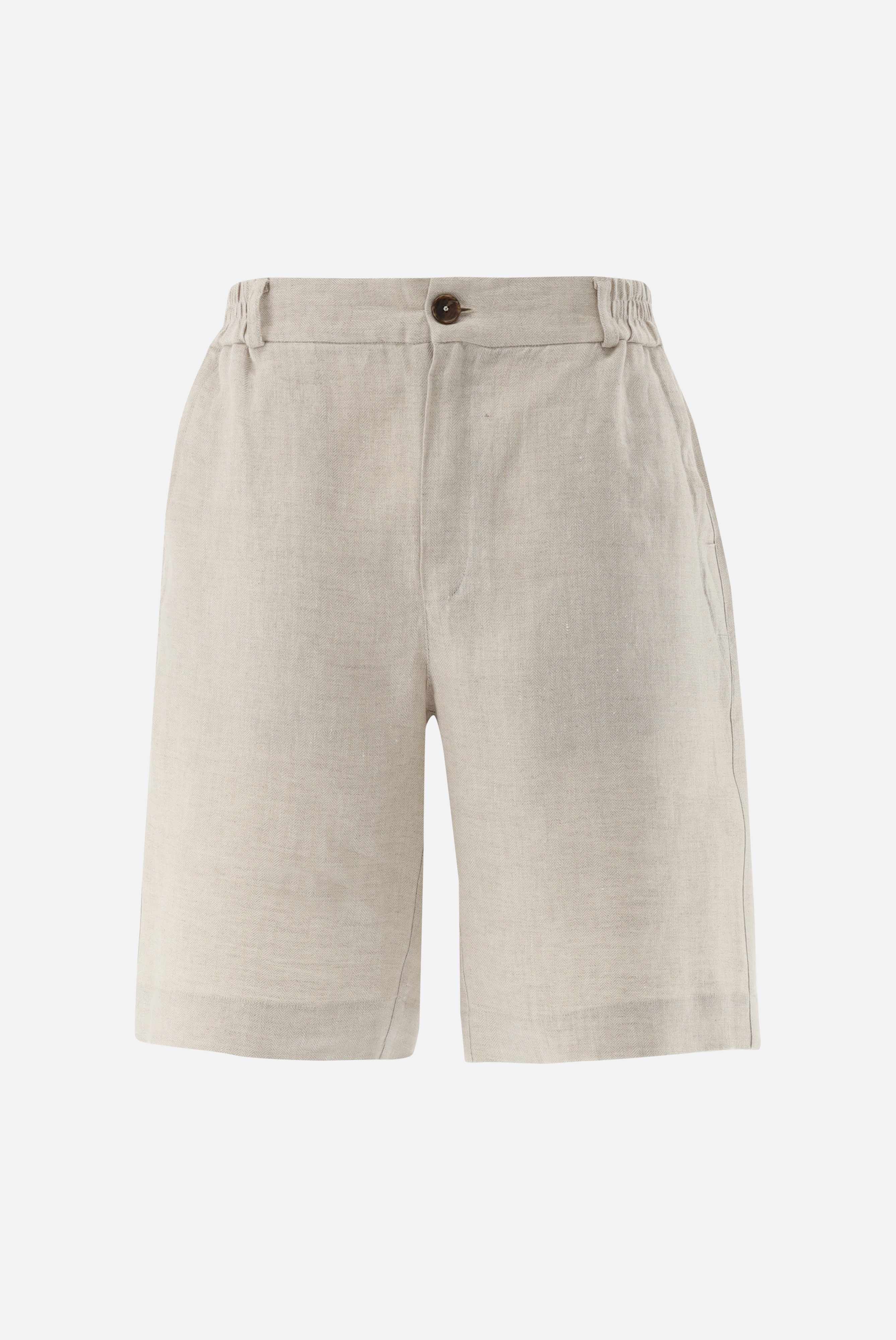 Shorts aus Leinen | mit Fischgrat-Hosen-Van Laack-OUTLET-ARCHIVIST-ARCHIVE-SALE
