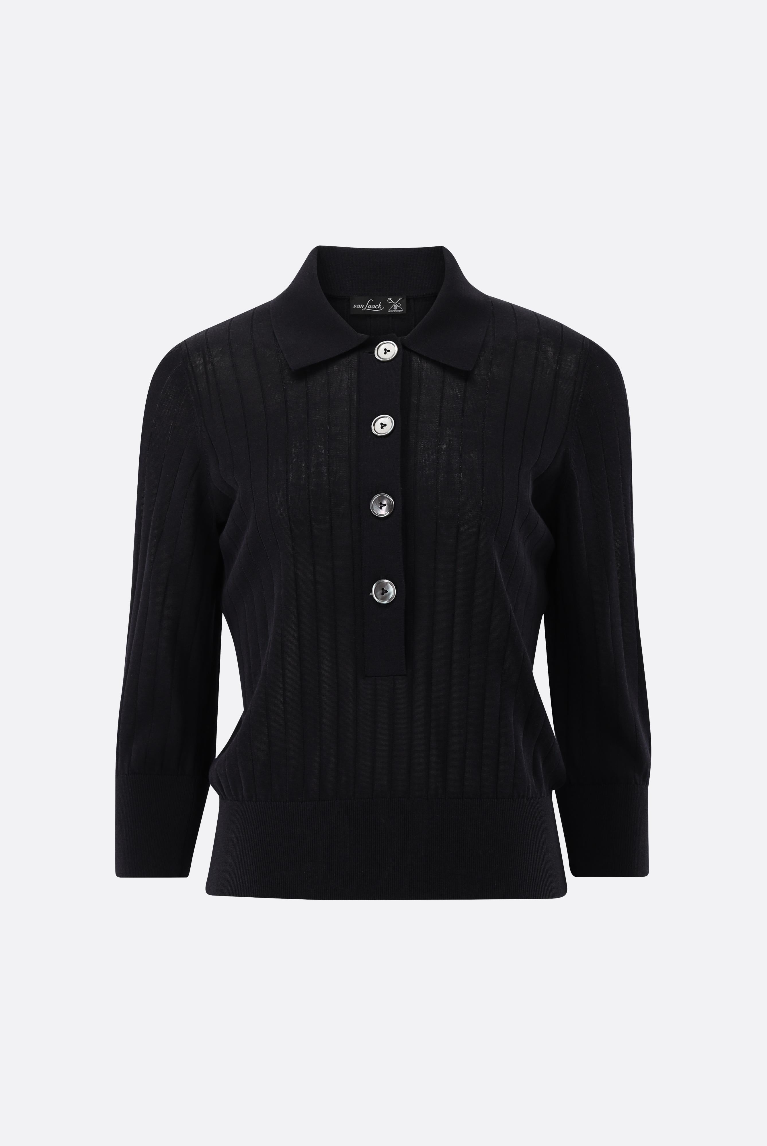 Poloshirtaus Rippstrick | mit Baumwolle und Viskose