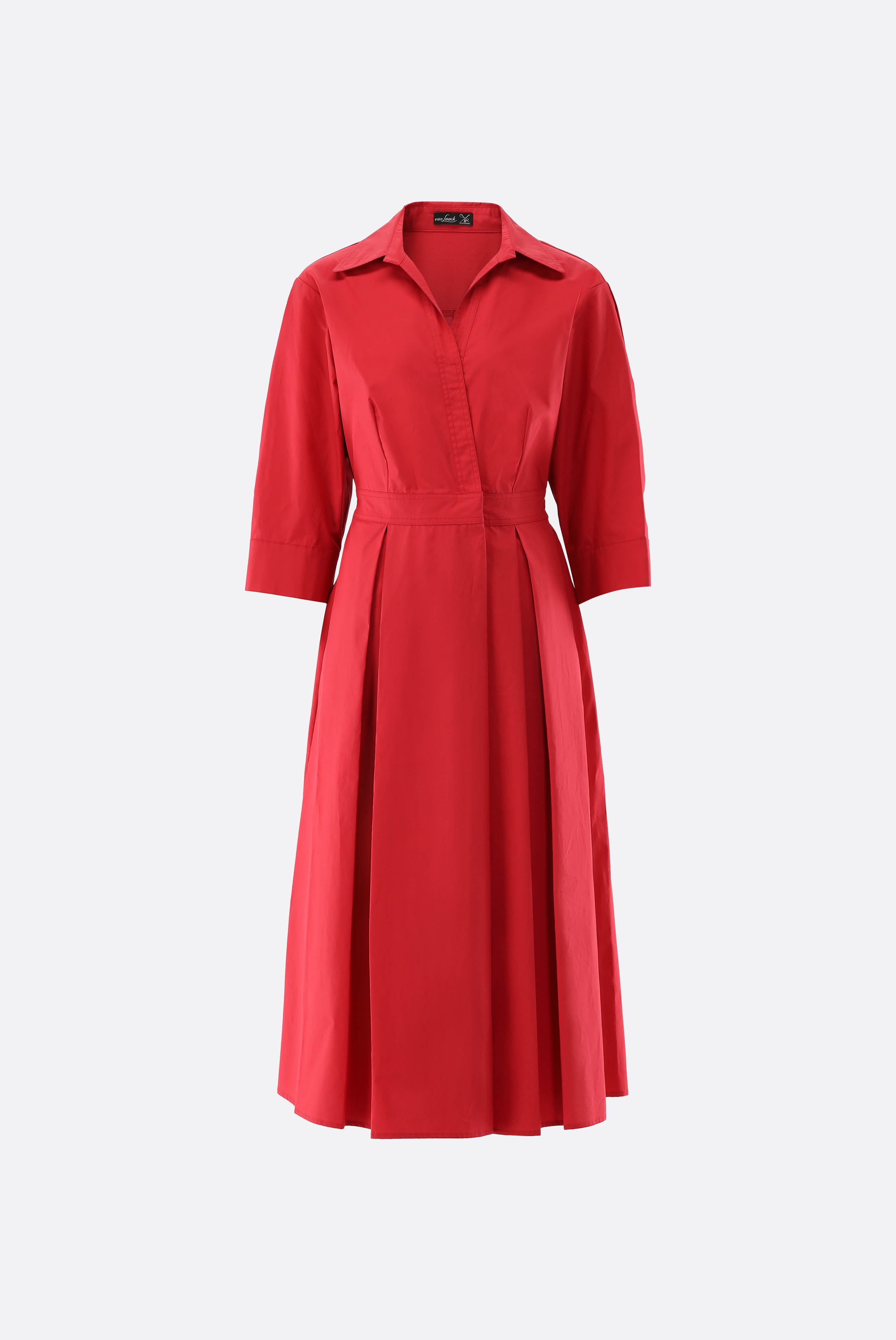 Midi-Hemdblusenkleid | mit Falten-Kleider & Röcke-Van Laack-OUTLET-Rot-36-ARCHIVIST-ARCHIVE-SALE