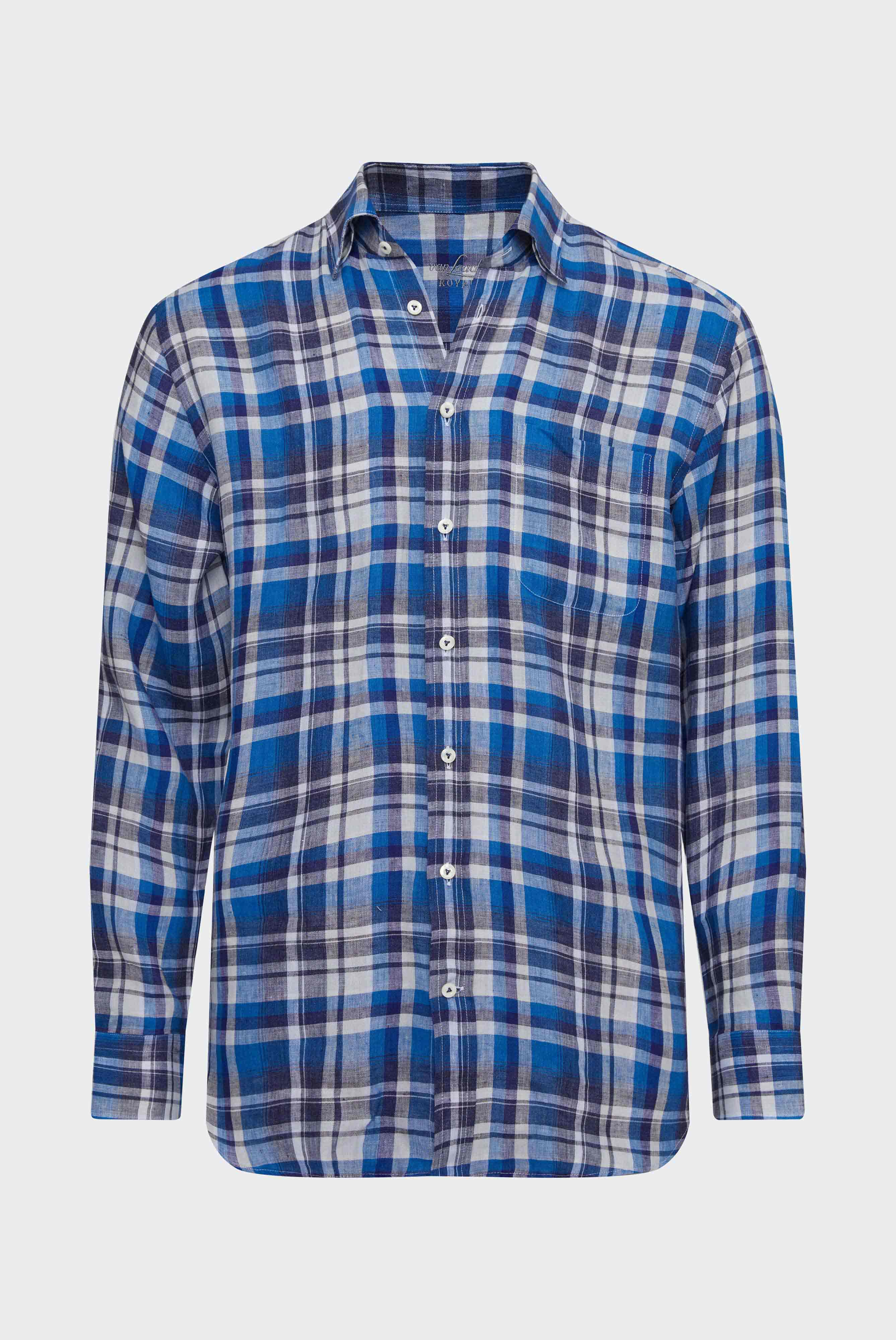 Van Laack-Sommerliches Hemd aus Leinen Comfort Fit Kariert Blau Weiß-Hemden & Blusen-Black-Deal-Outlet-by-ARCHIVIST