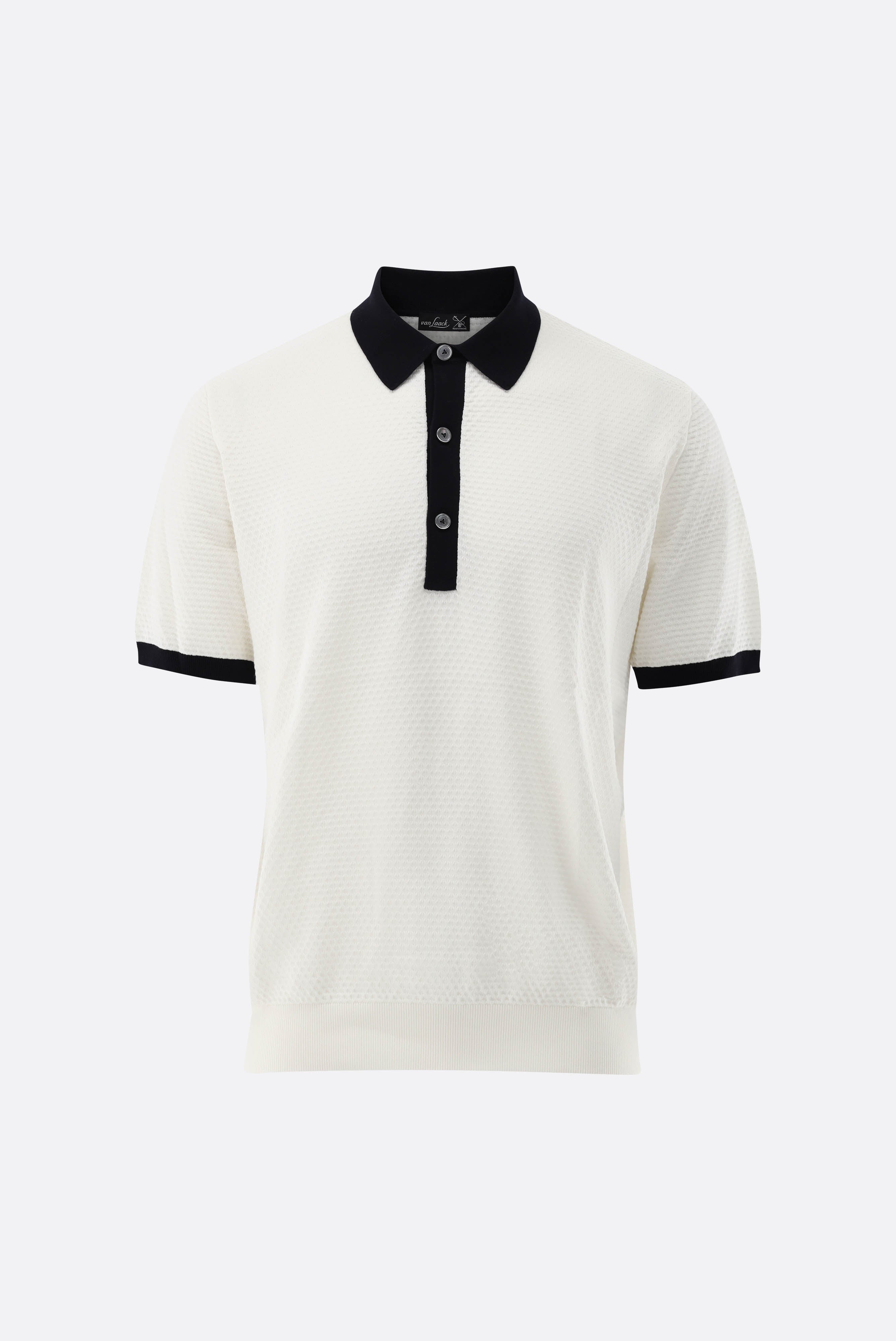 Strick Poloshirt | mit Kontraskragen und Struktur