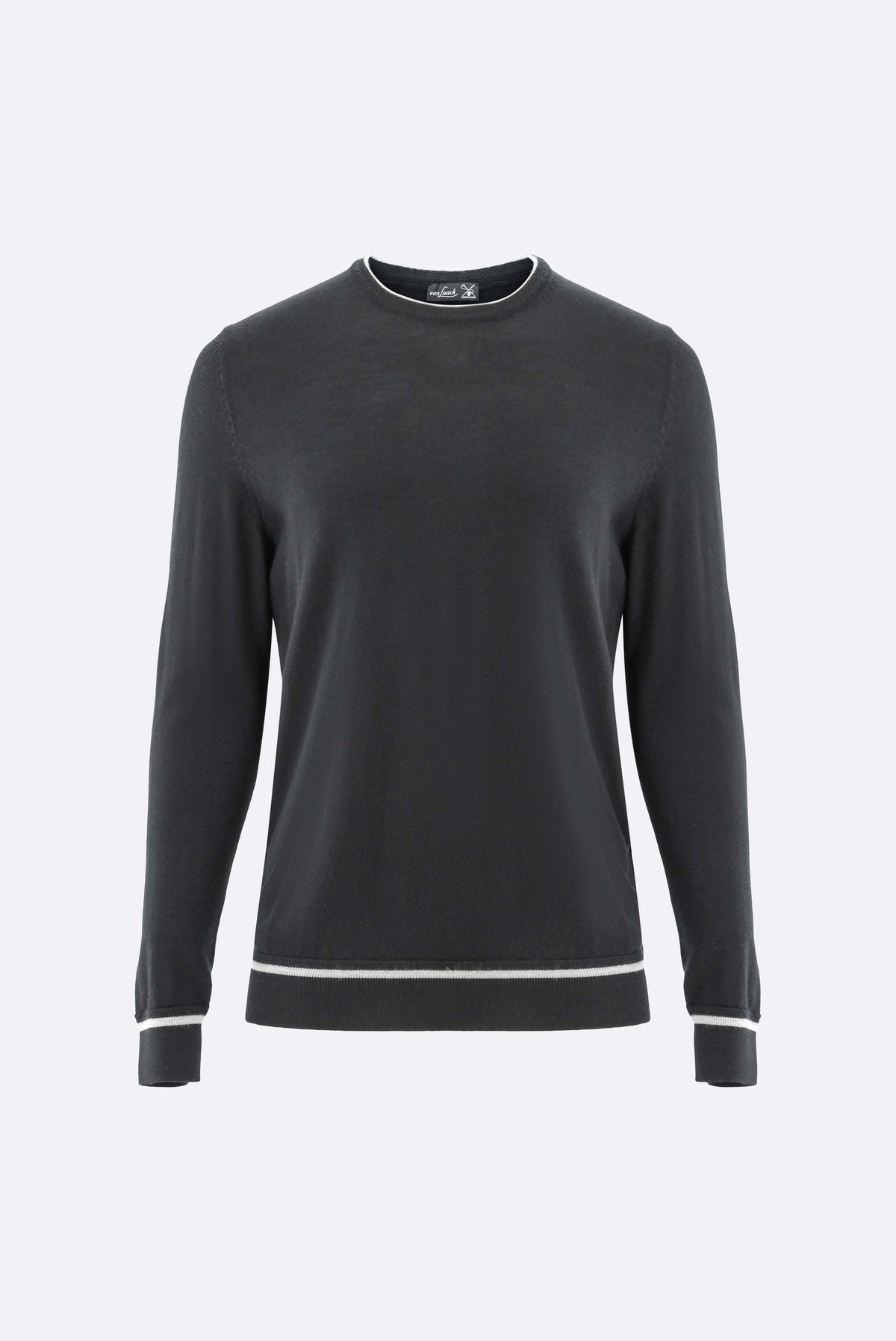 Rundhalspullover | aus merzerisierter Merinowolle mit Farbdetail-Strick & Pullover-Van Laack-OUTLET-ARCHIVIST-ARCHIVE-SALE