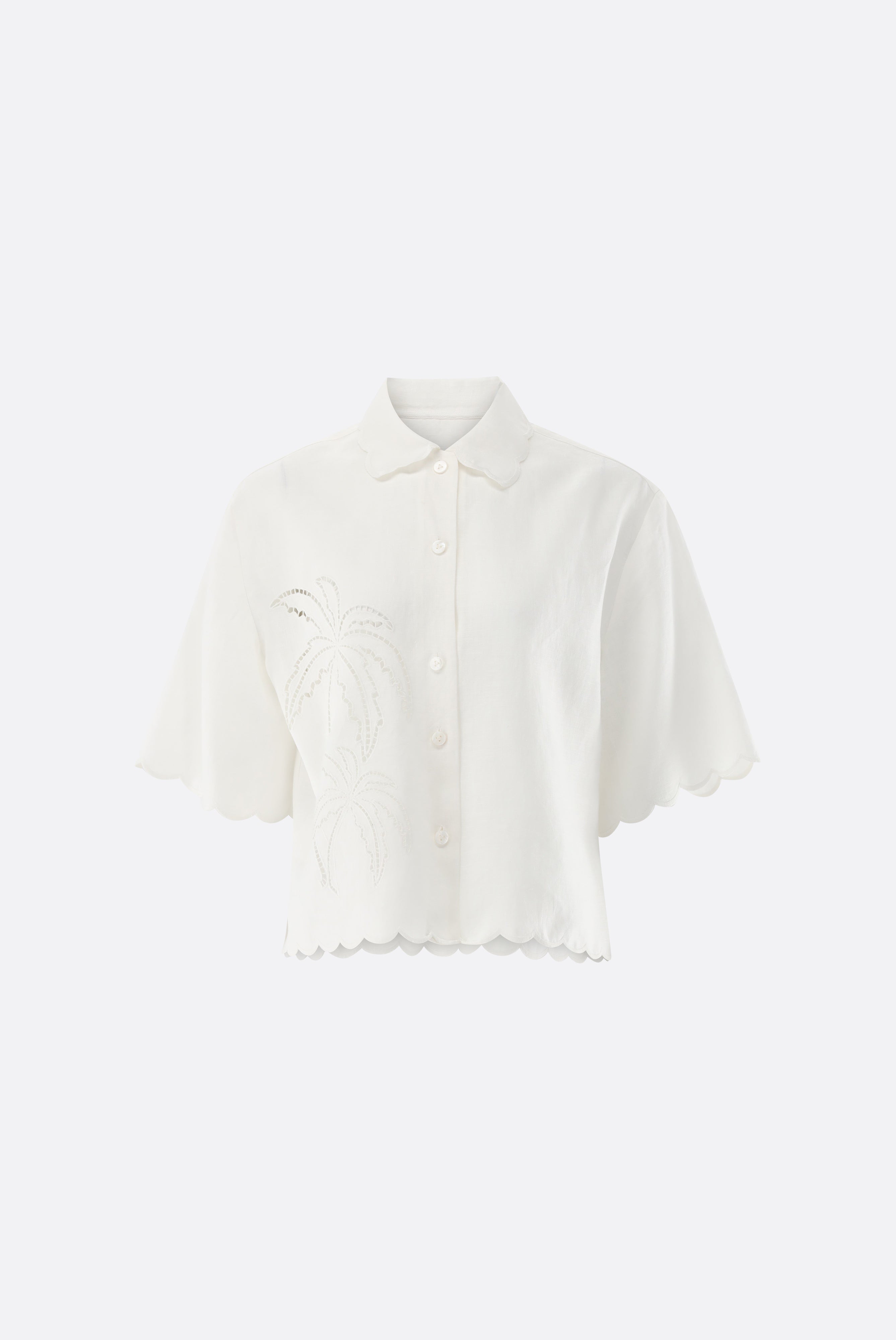 Leinen-Hemdbluse | mit Palmen-Lochstickerei-Hemden & Blusen-Van Laack-OUTLET-ARCHIVIST-ARCHIVE-SALE