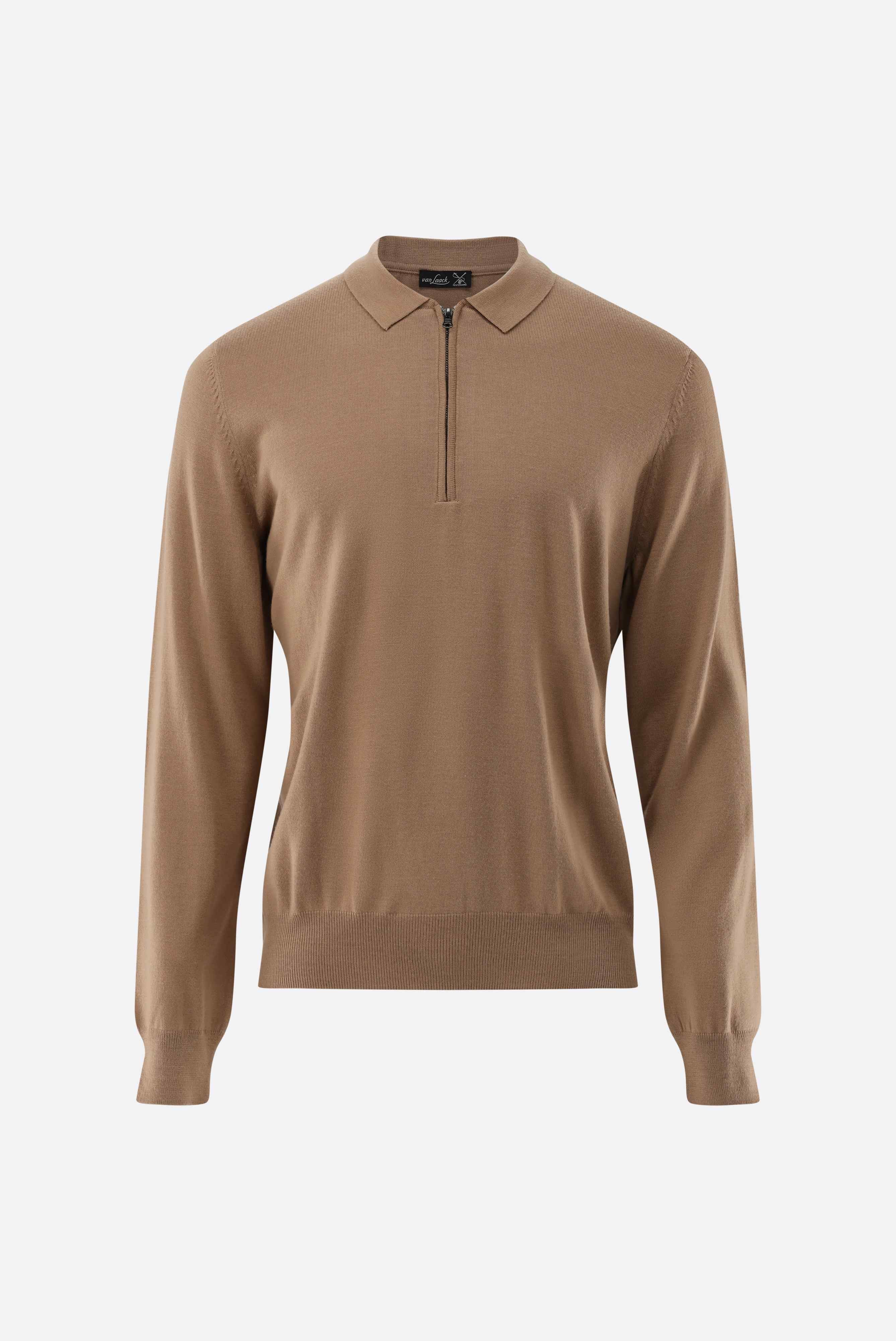 Van Laack-Langarm Poloshirt mit Reißverschluss aus merzerisierte Wolle-Strick & Pullover-Black-Deal-Outlet-by-ARCHIVIST