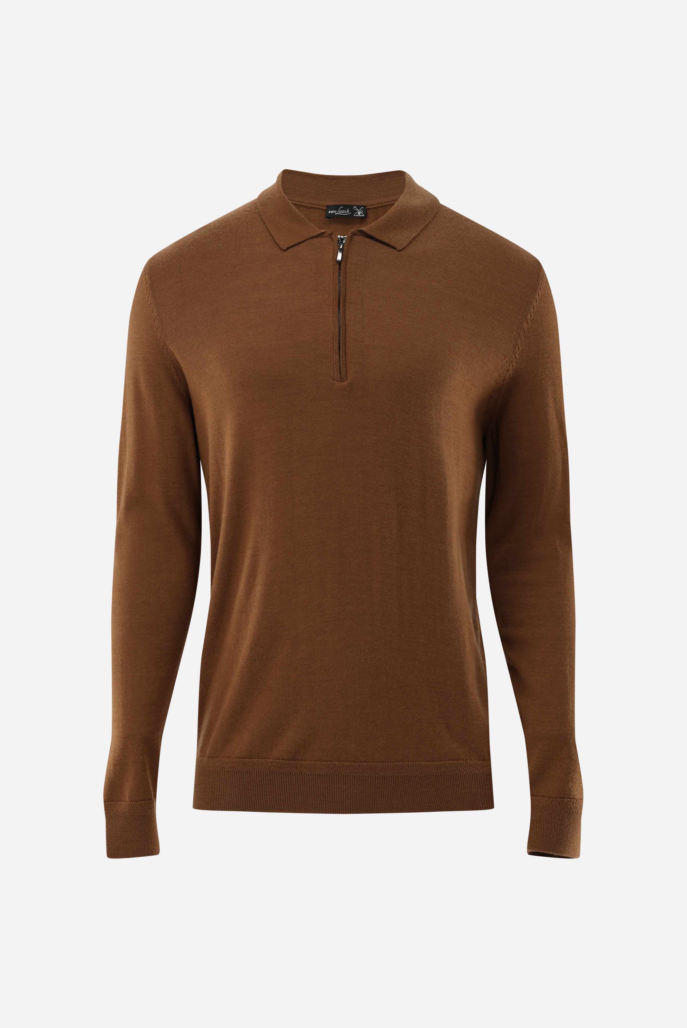 Poloshirt | Langarm mit Reißverschluss aus merzerisierter Wolle-Strick & Pullover-Van Laack-OUTLET-ARCHIVIST-ARCHIVE-SALE
