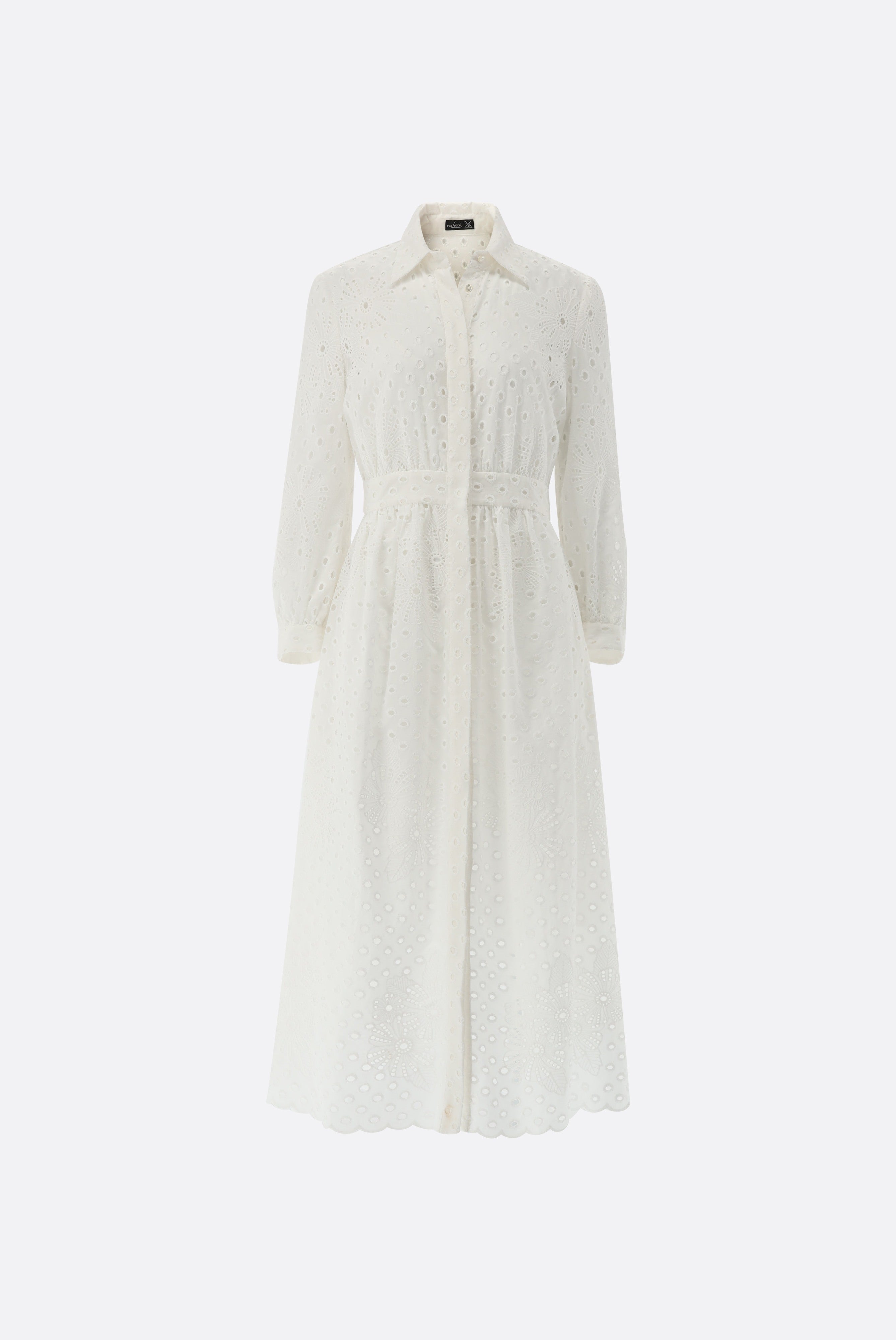 Van Laack-Midi-Hemdblusenkleid | mit Lochstickerei-Kleider & Röcke-Black-Deal-Outlet-by-ARCHIVIST