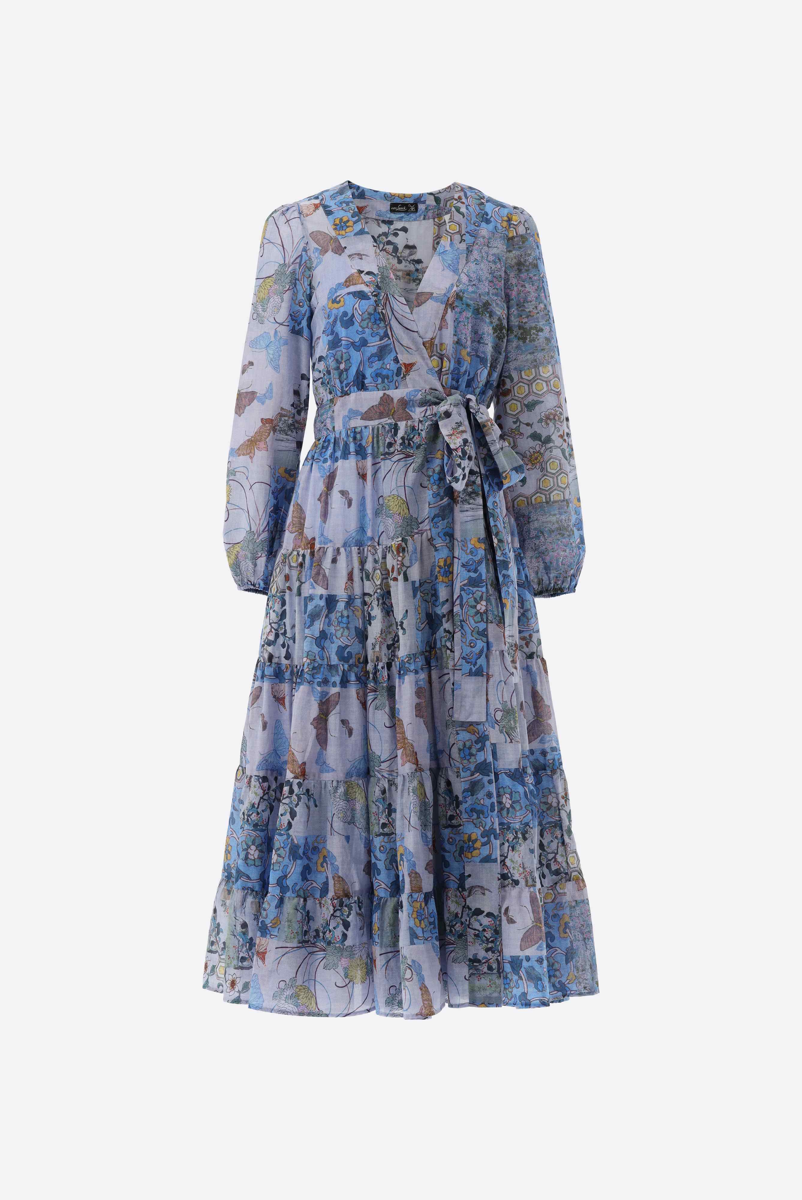 Van Laack-Midi-Wickelkleid | mit Puffärmeln-Kleider & Röcke-Black-Deal-Outlet-by-ARCHIVIST