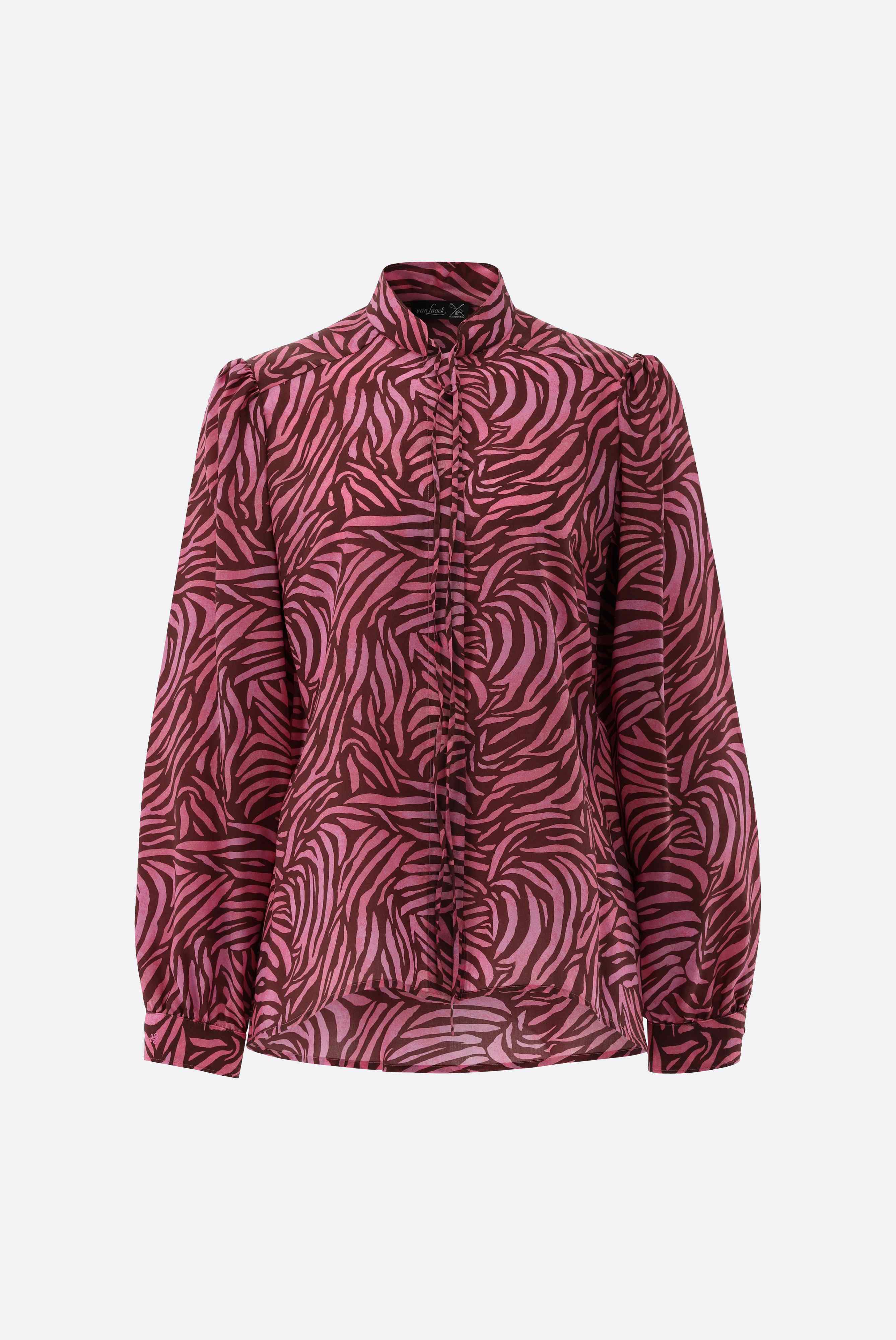 Stehkragenbluse | mit Zebra Druck