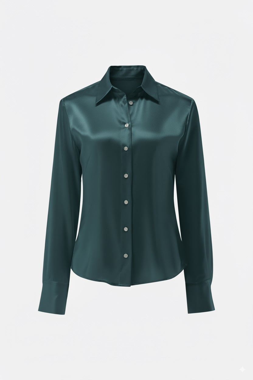 Van Laack Hemdbluse | tailliert aus Seidensatin-Stretch, Hemden & Blusen