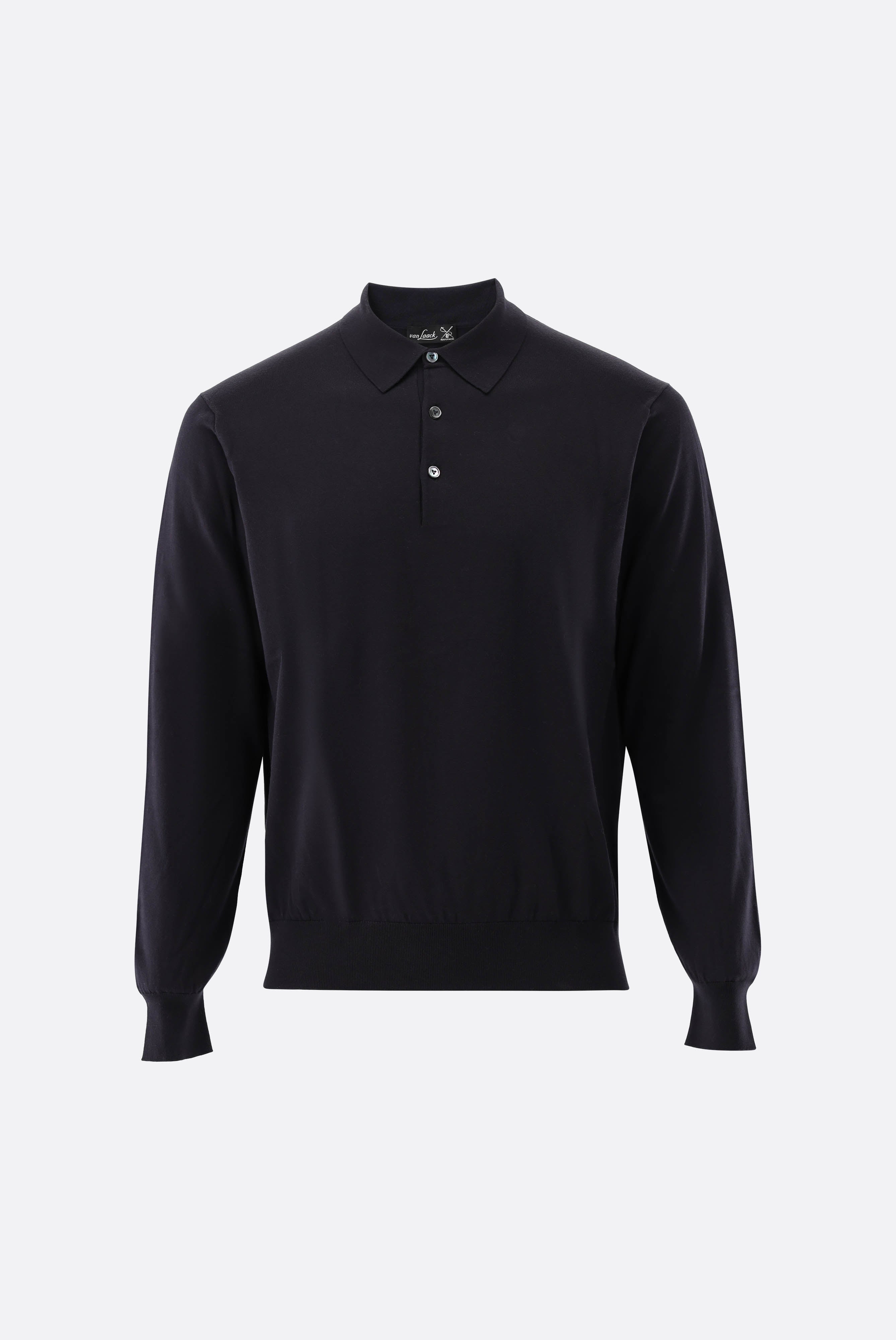 Langarm Strick-Poloshirt | mit Baumwolle und Seide