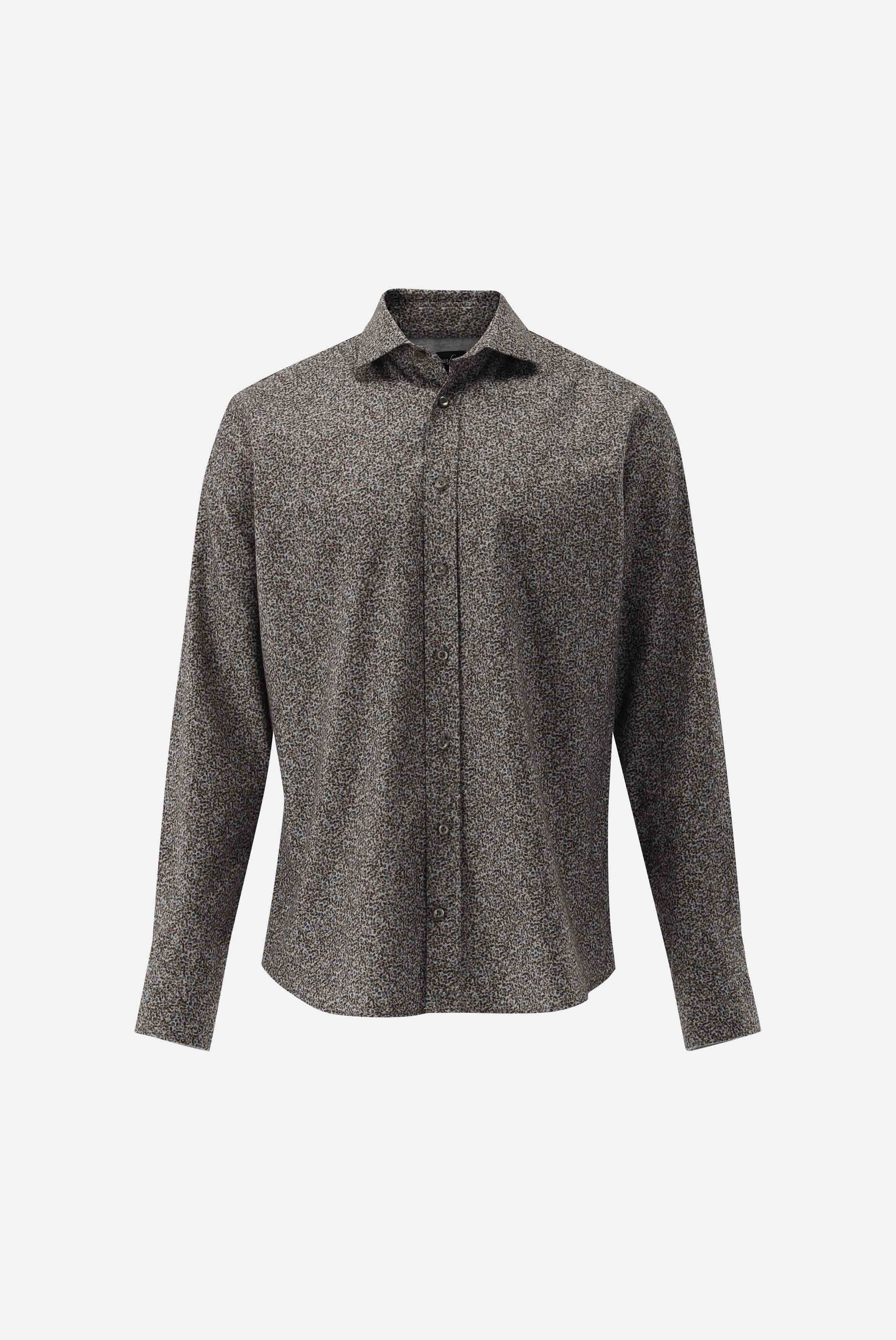 Flanellhemd | mit Mikro-Blatt Druck Tailor Fit-Hemden & Blusen-Van Laack-OUTLET-ARCHIVIST-ARCHIVE-SALE